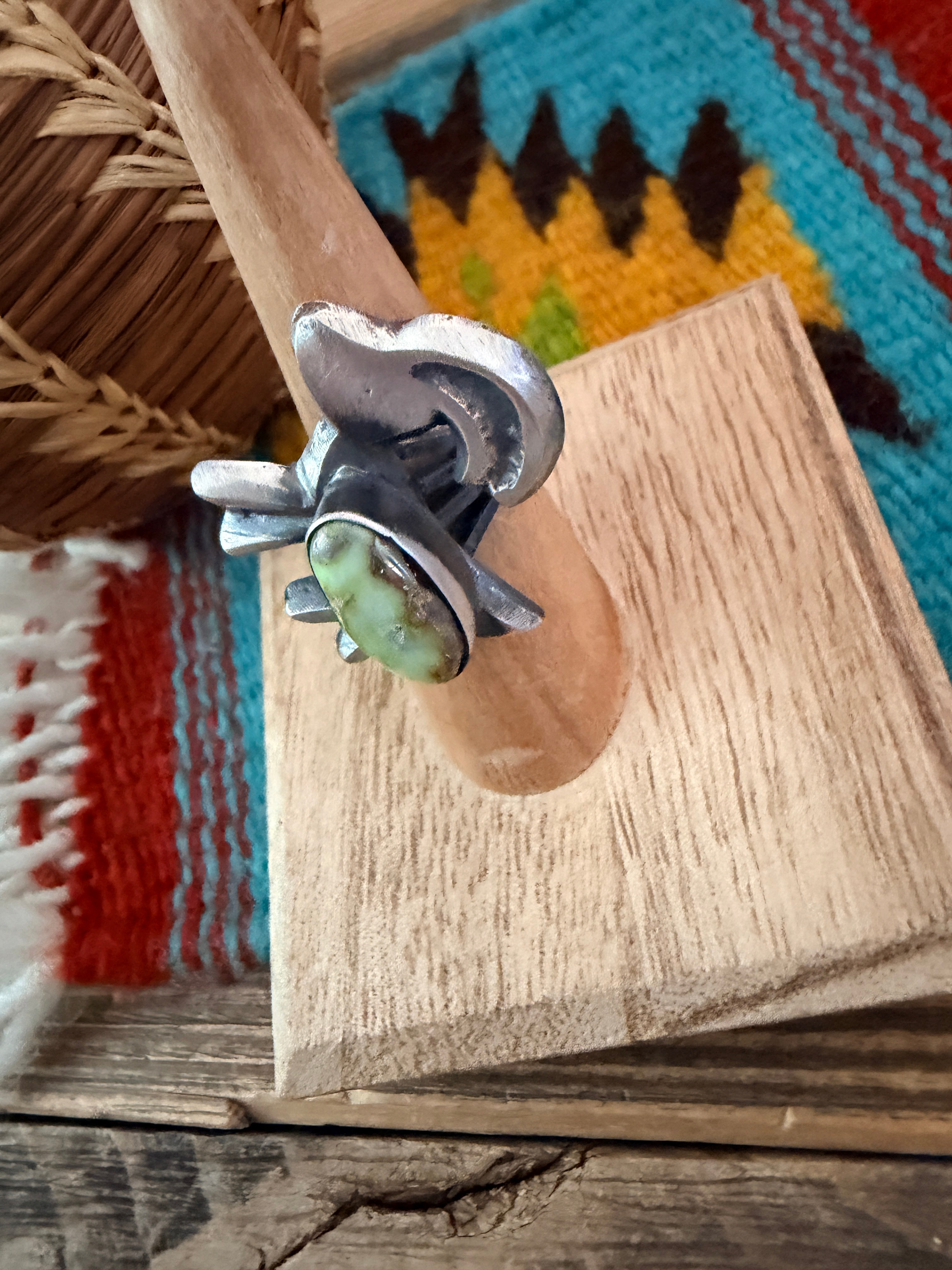 Handcrafted Palomino Turquoise and Sterling Silver Goat Ring size 6 by Chimney Butte
