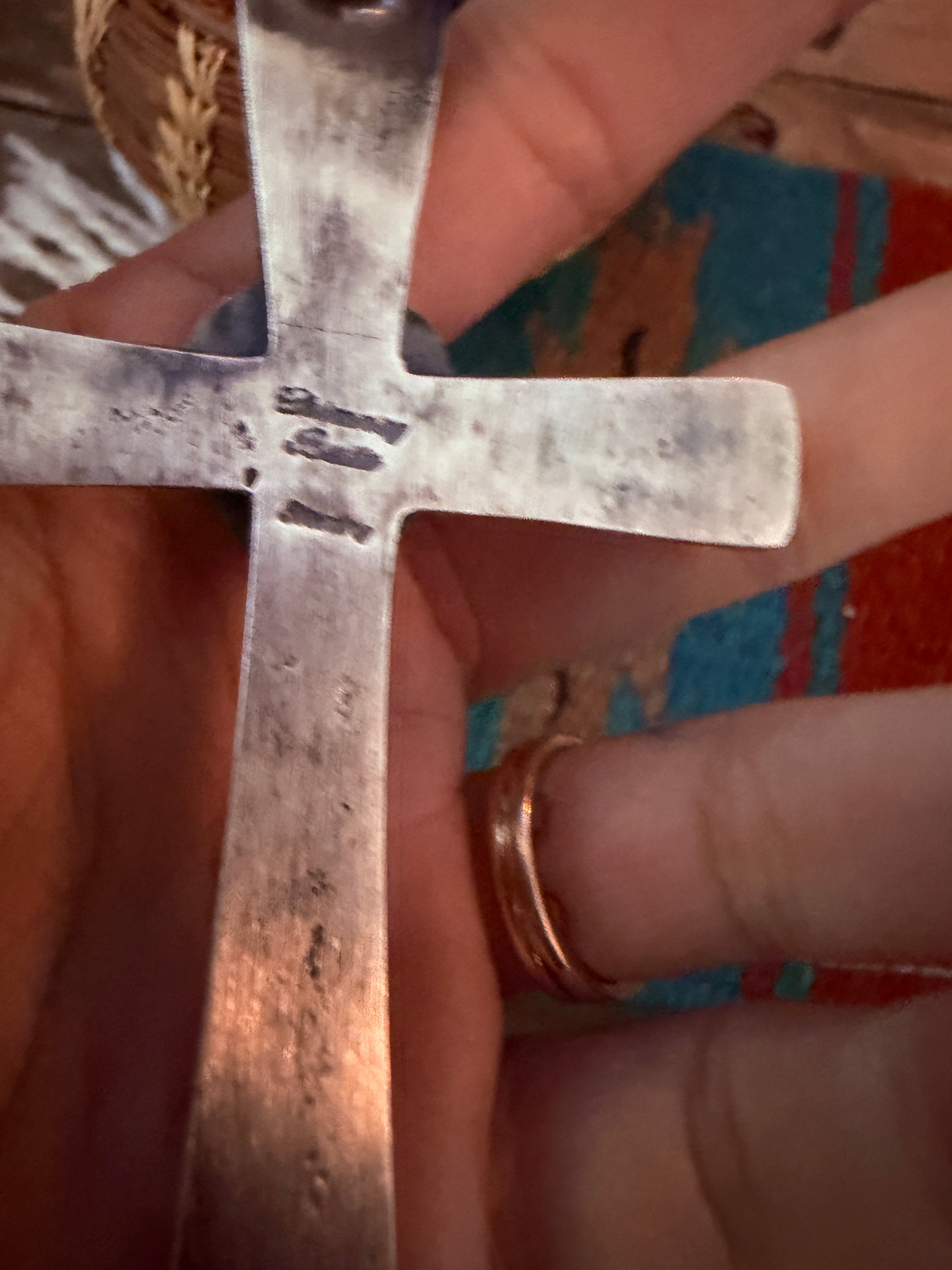 Handcrafted Golden Hills Turquoise & Sterling Silver Cross Pendant by Chimney Butte