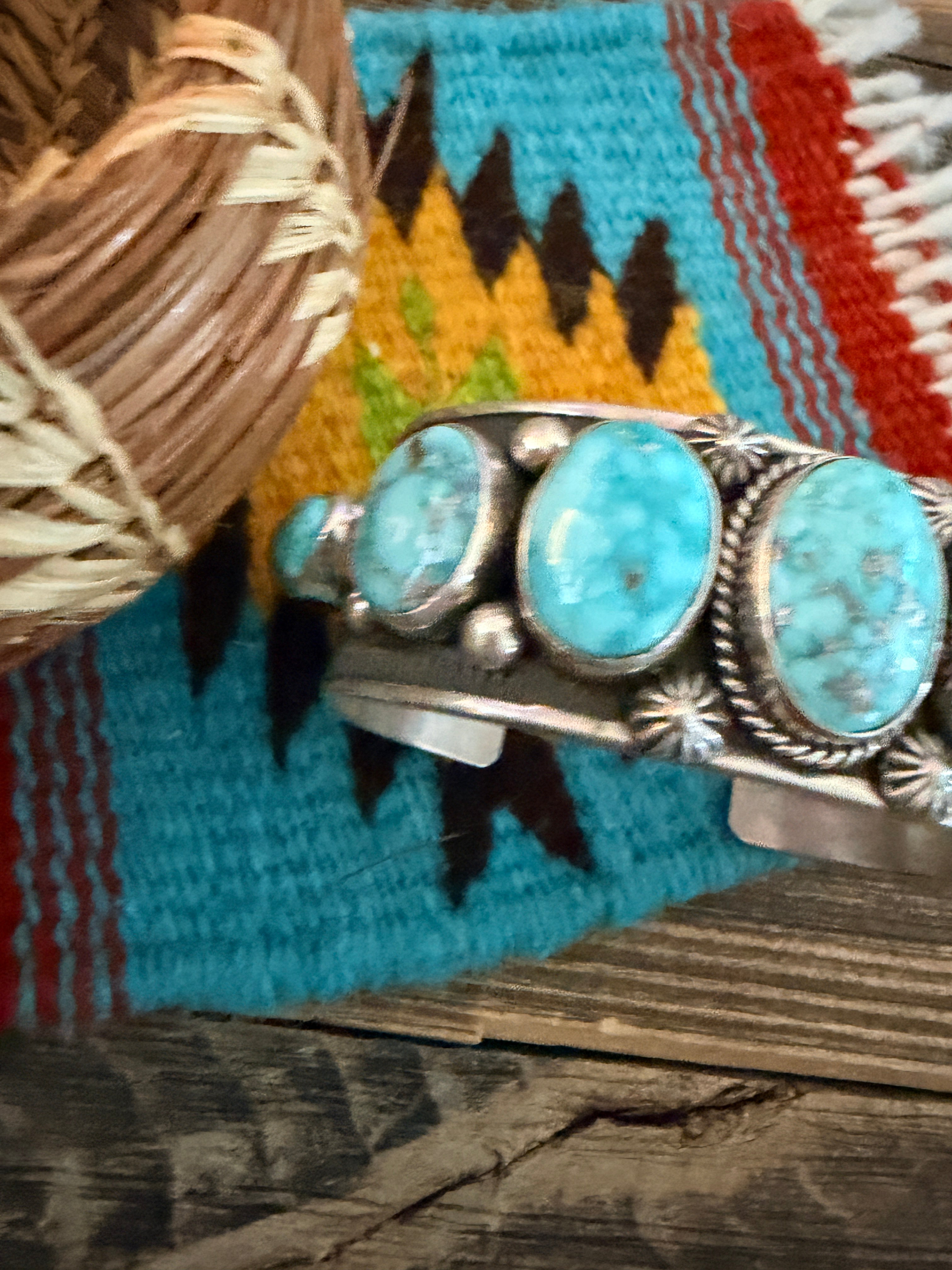 Handcrafted Sterling Silver and Turquoise Cuff Bracelet by Albert Jake