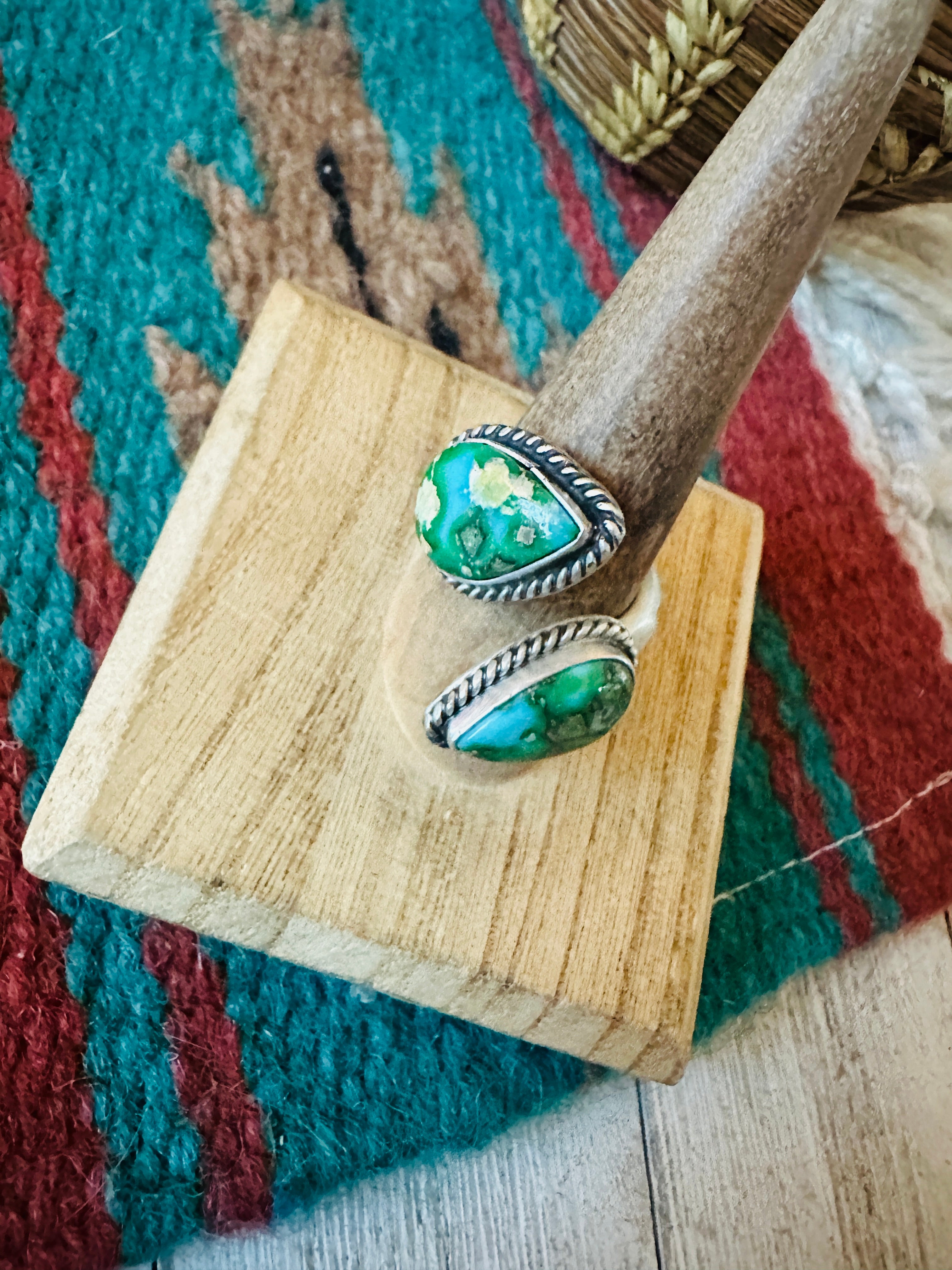 Navajo Sterling Silver & Sonoran Gold Turquoise Adjustable Ring