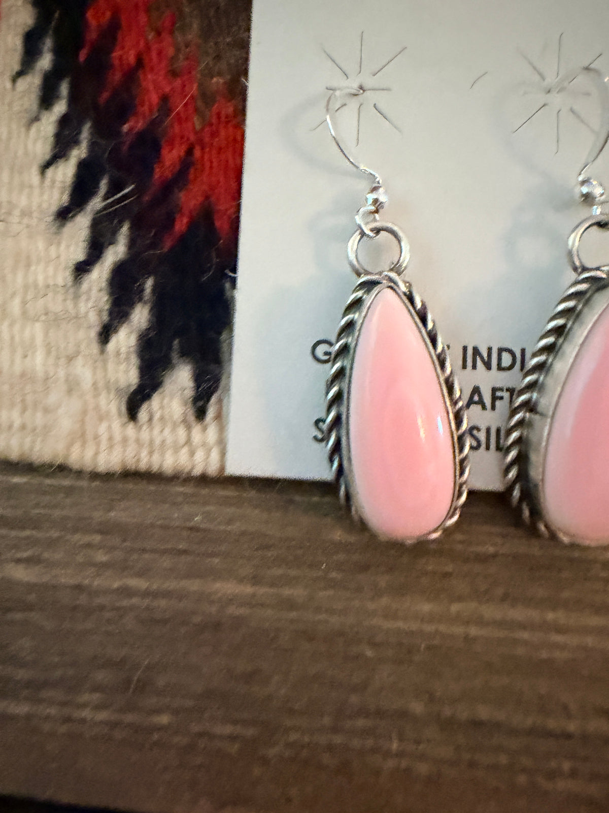Handcrafted Queen Pink Conch & Sterling Silver Dangle Earrings