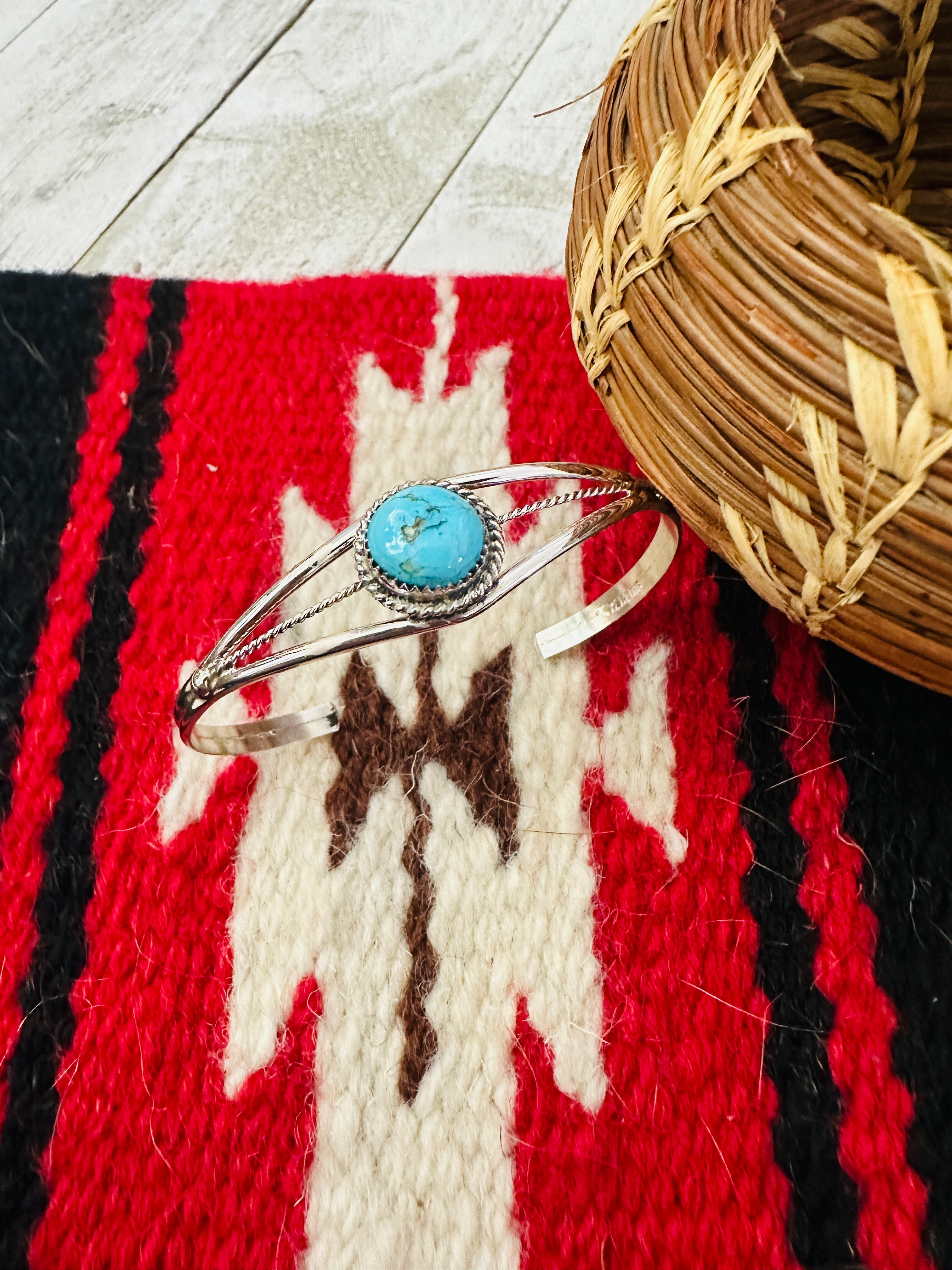 Navajo Sterling Silver & Turquoise Cuff Bracelet