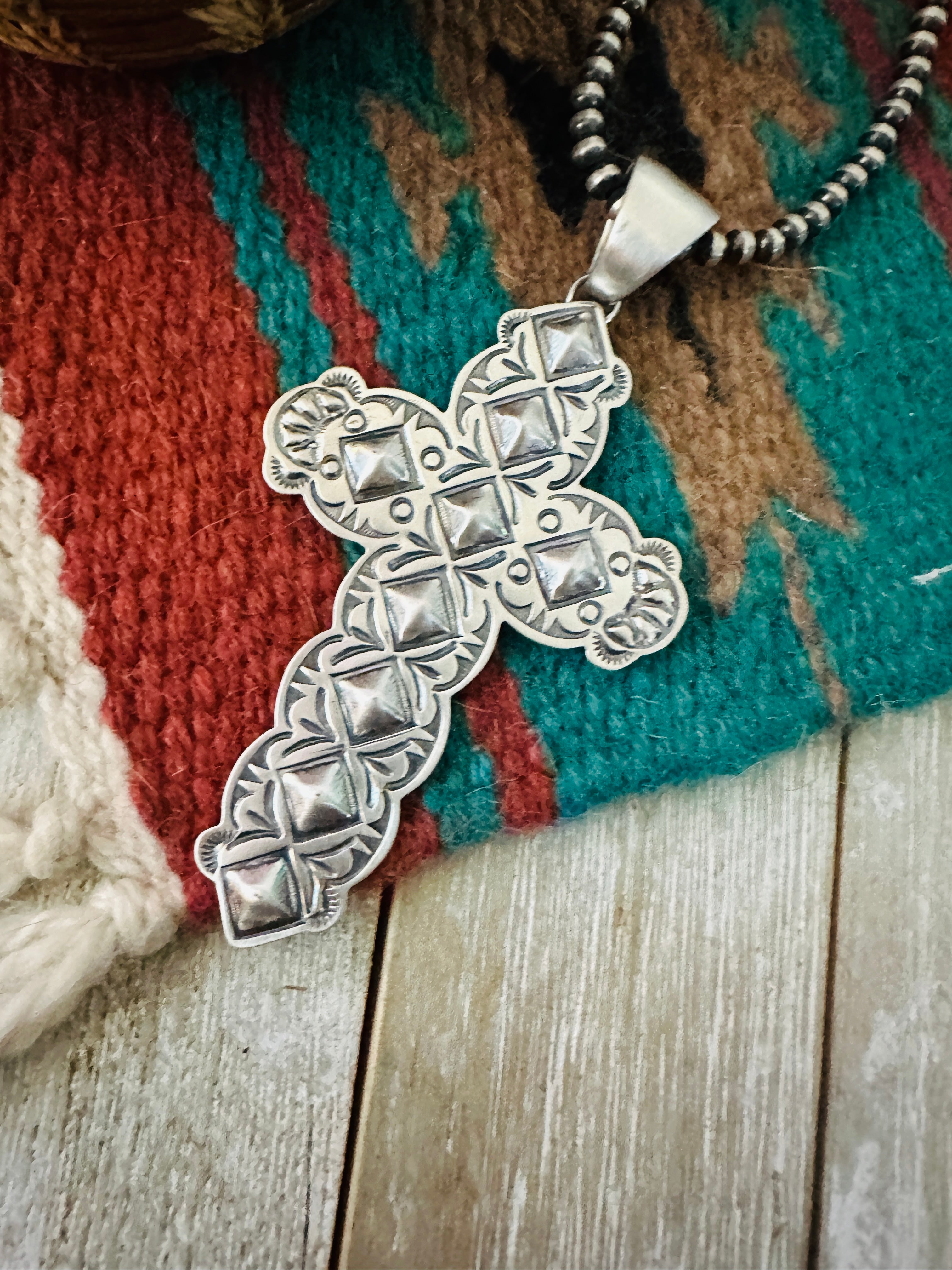 Handcrafted Sterling Silver Cross Pendant by Benson Shorty