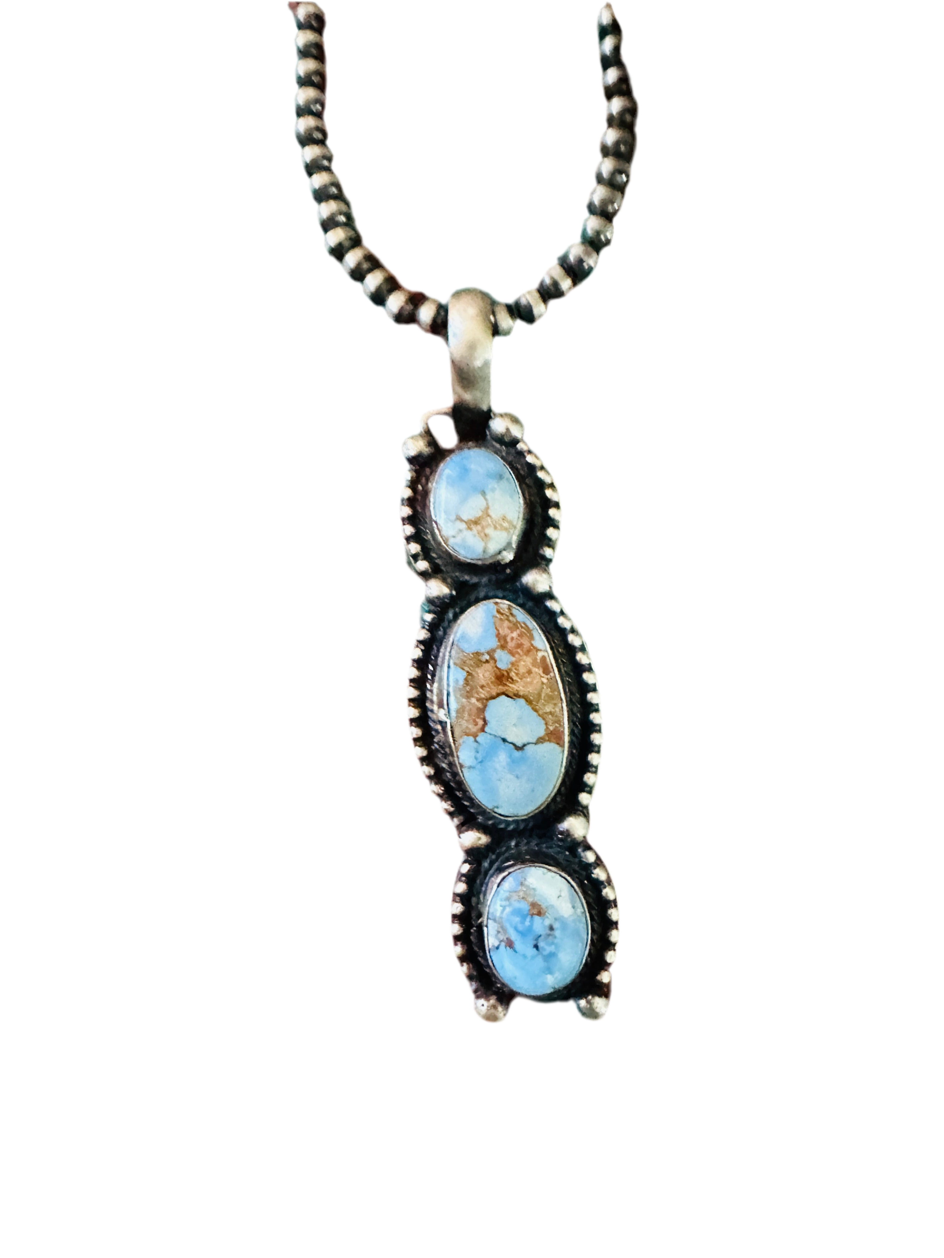 Handcrafted Golden Hills Turquoise & Sterling Silver Pendant