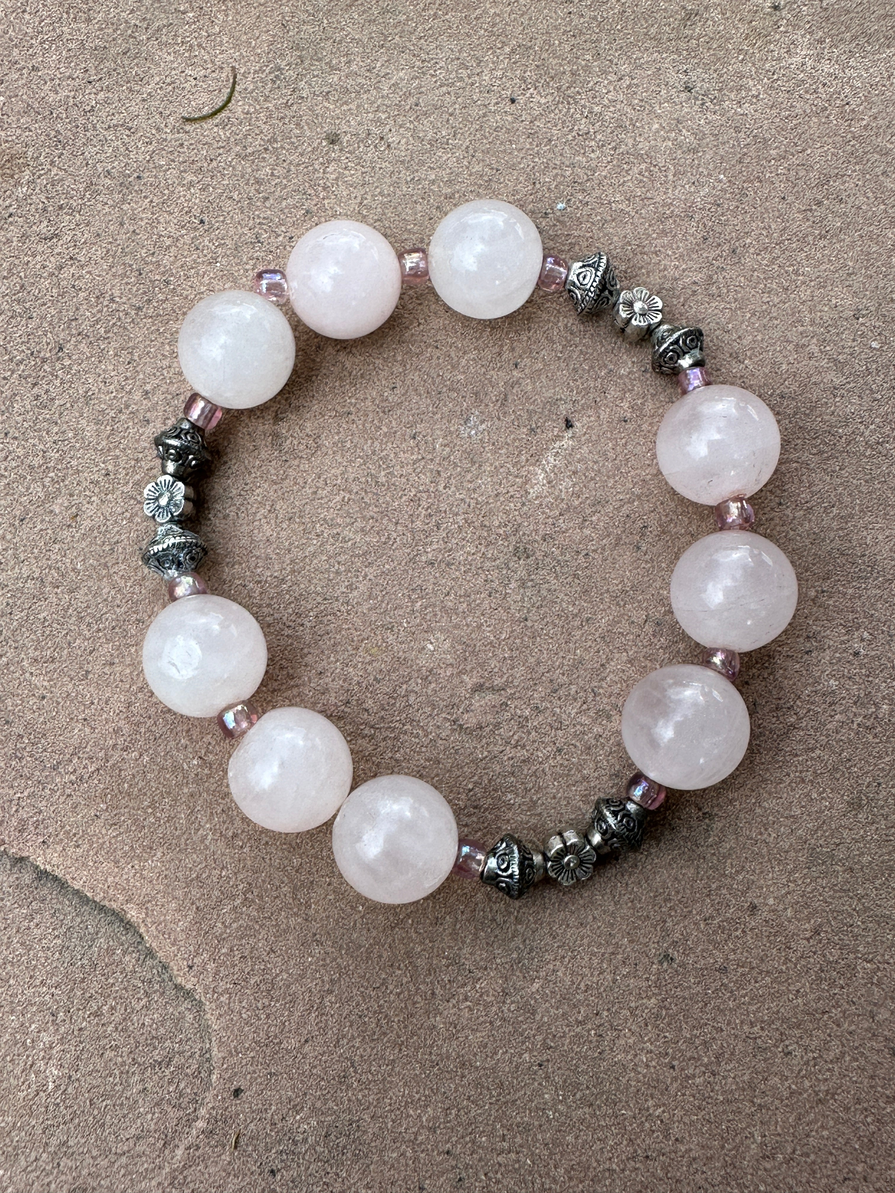 Handmade light Pink Rose Quartz Bracelet