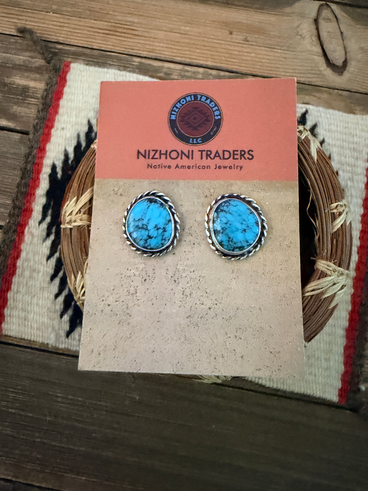 Handcrafted Turquoise & Sterling Silver Post Earrings
