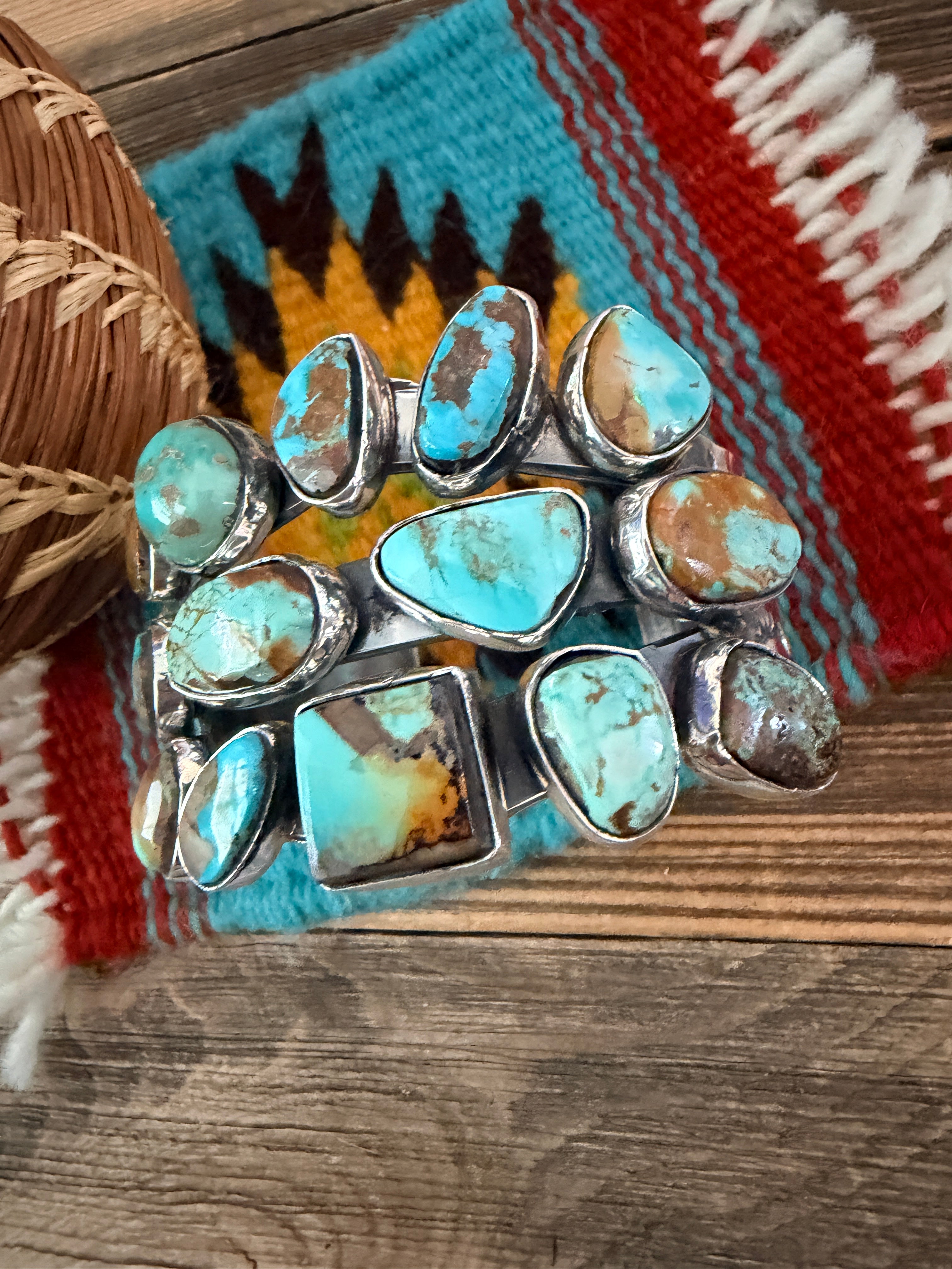 Handcrafted Royston Turquoise & Sterling Silver Cuff Bracelet by Rosella Paxson