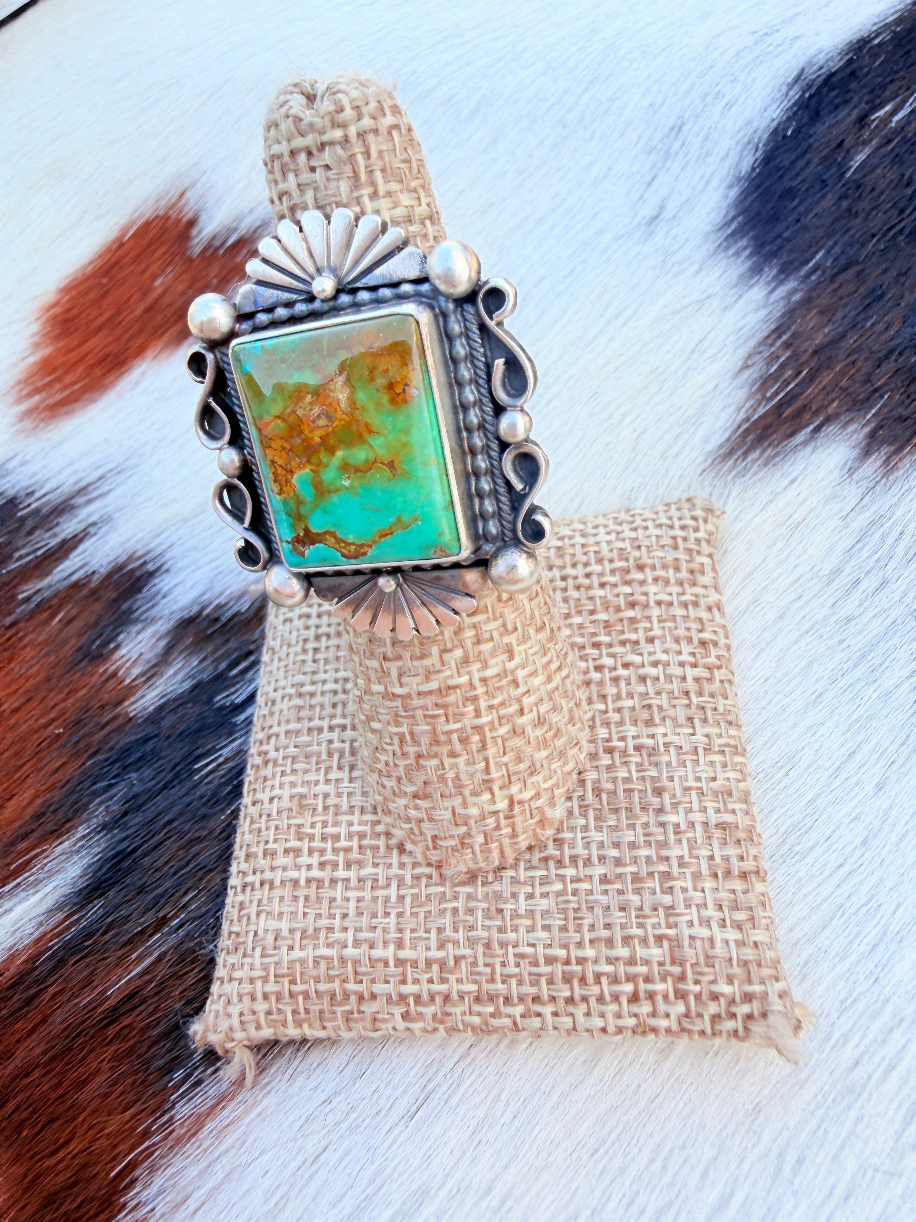 Handcrafted Royston Turquoise & Sterling Silver Ring Size 6.5 by Daniel Benally