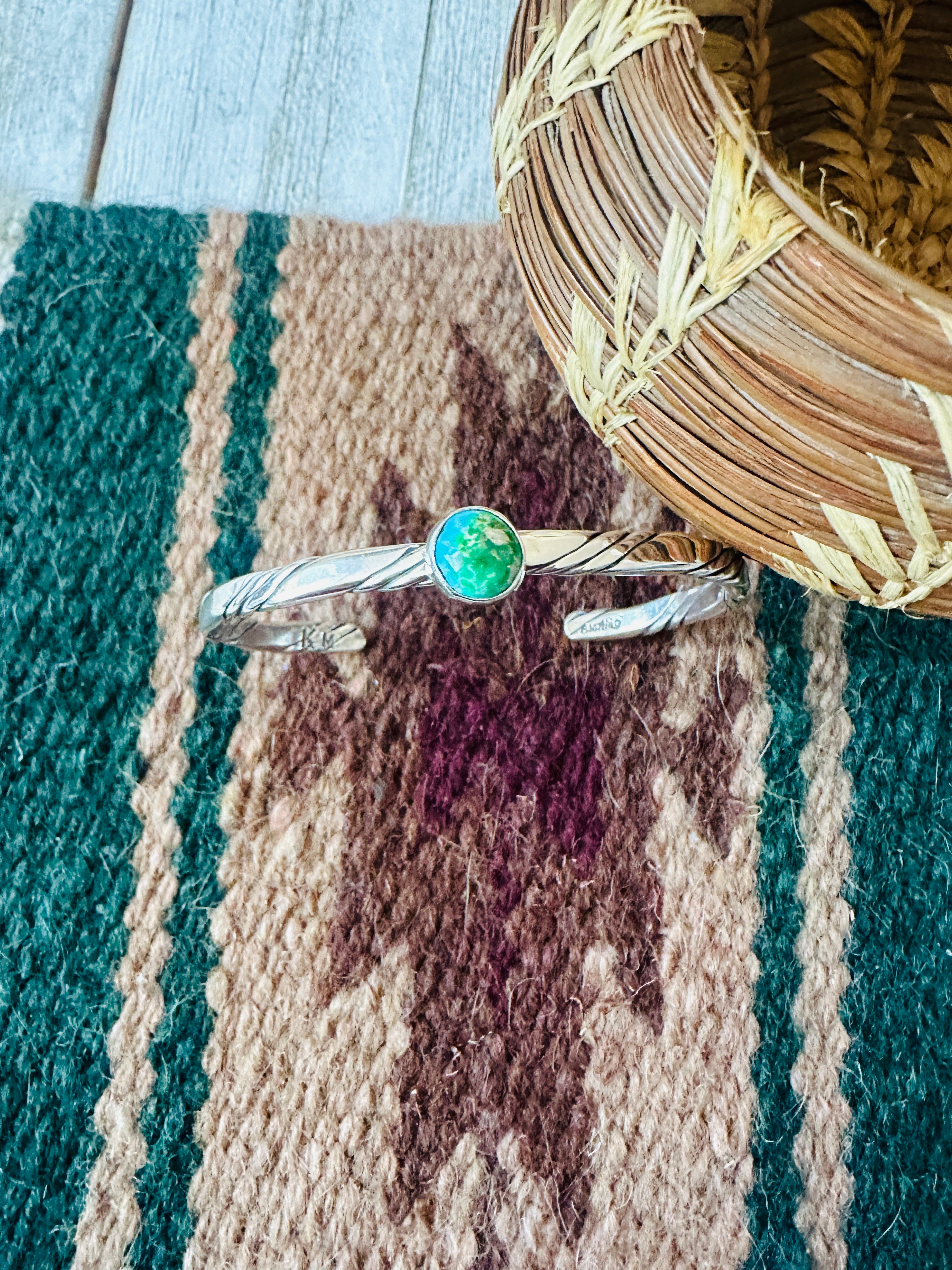 Navajo Sonoran Gold Turquoise & Sterling Silver Cuff Bracelet