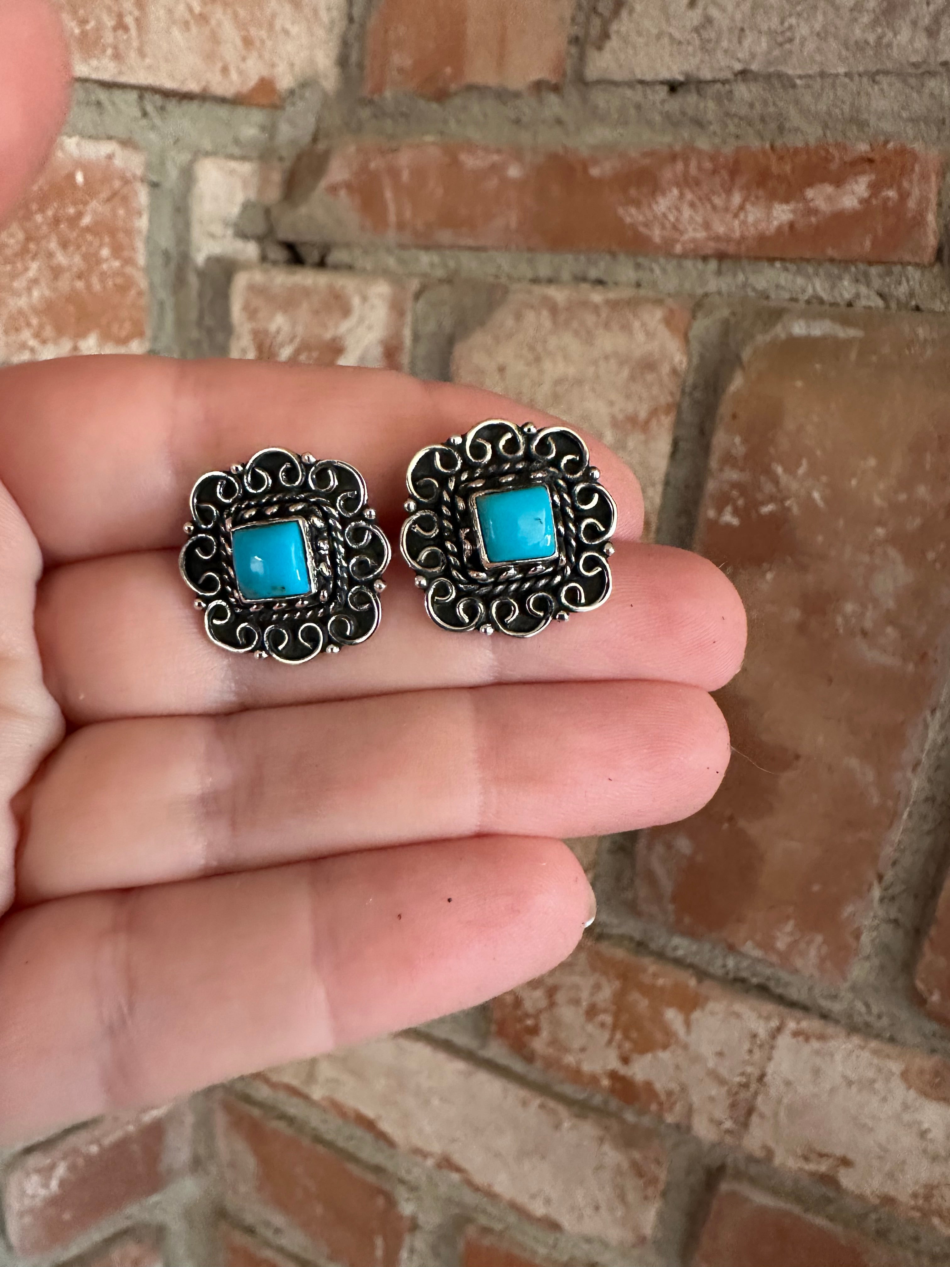 Handmade Sterling Silver & Turquoise Post Earrings