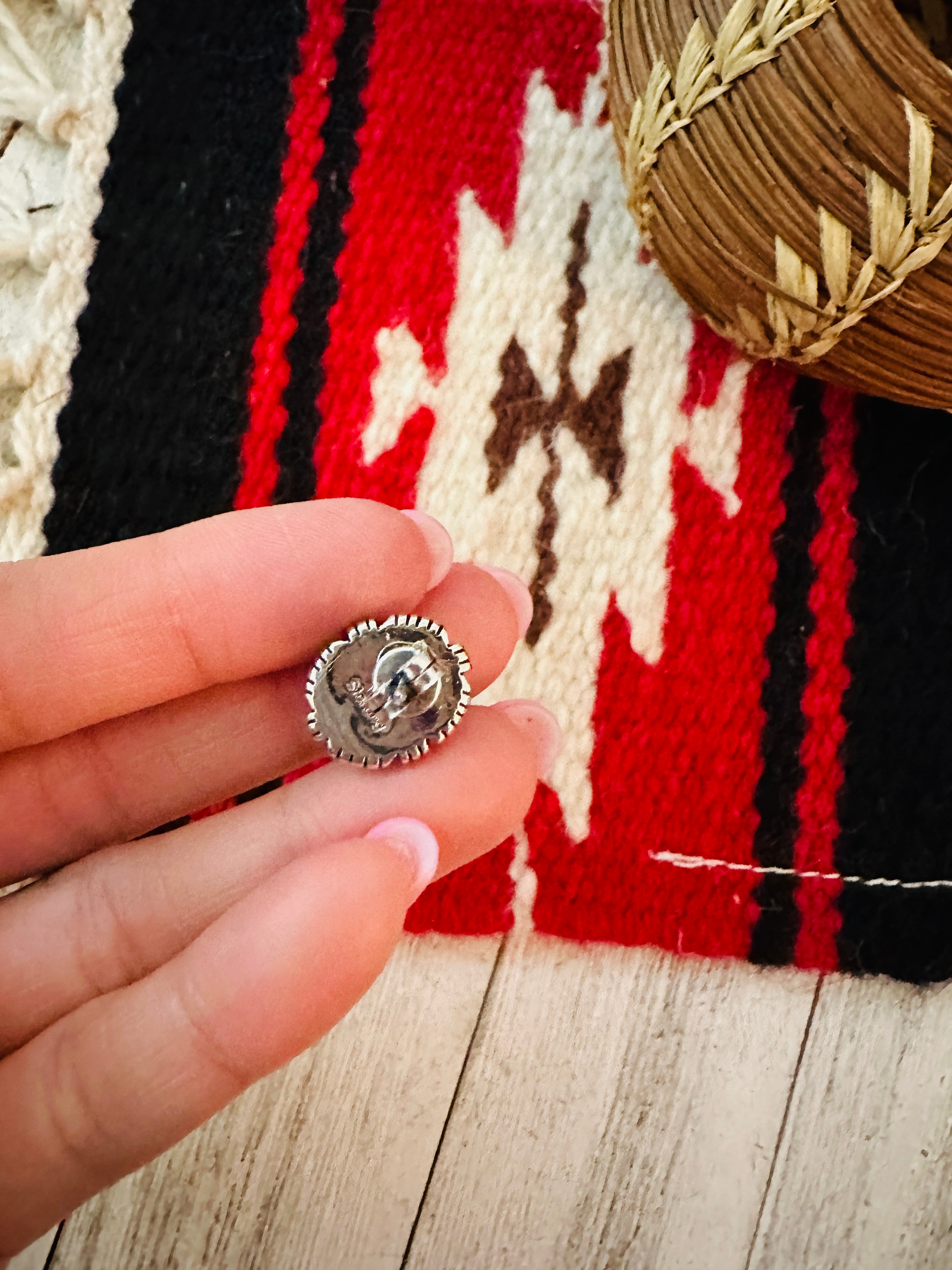 Navajo Sleeping Beauty Turquoise and Sterling Silver Stud Earrings