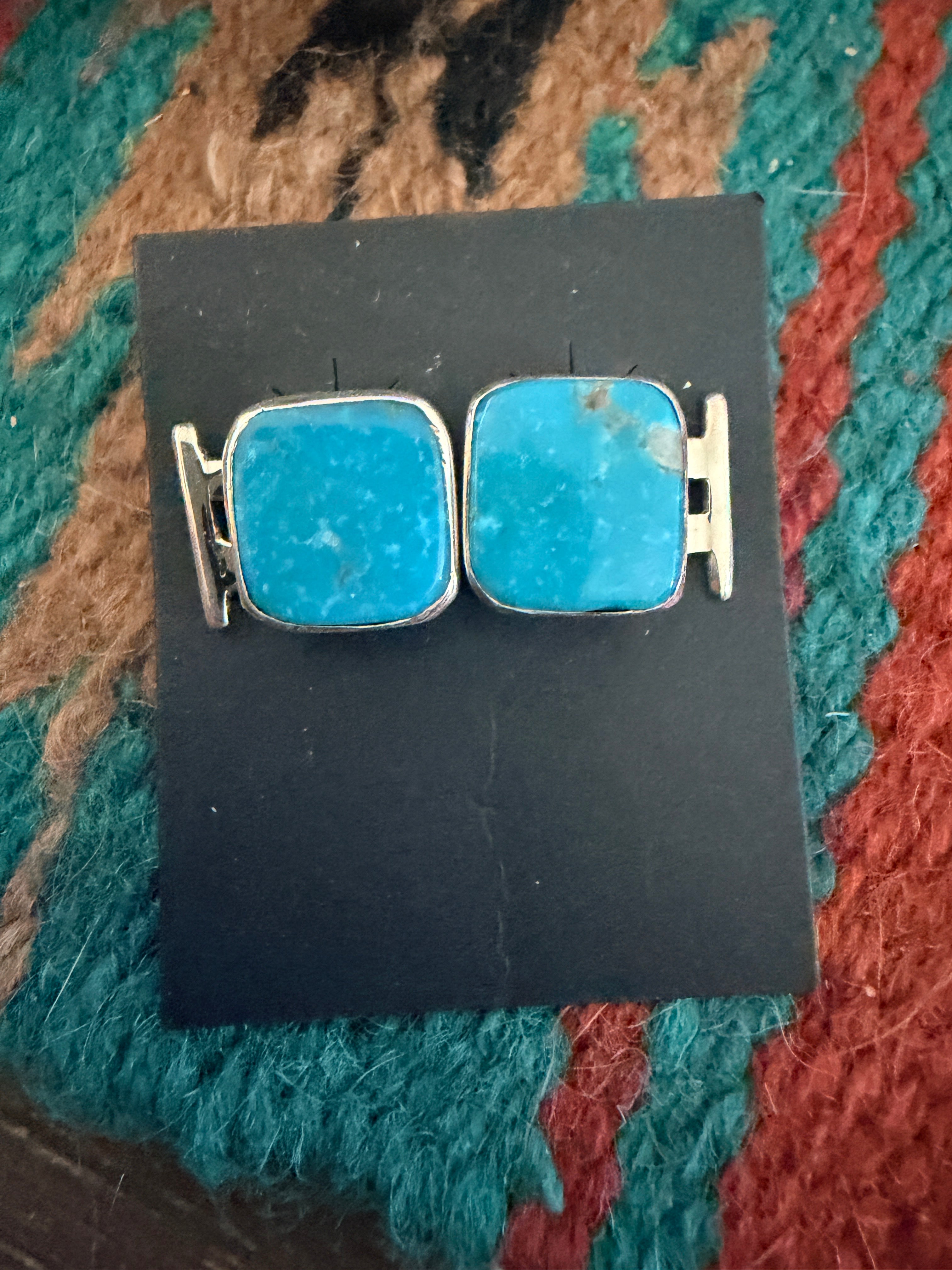 Handcrafted Turquoise & Sterling Silver Post Earrings