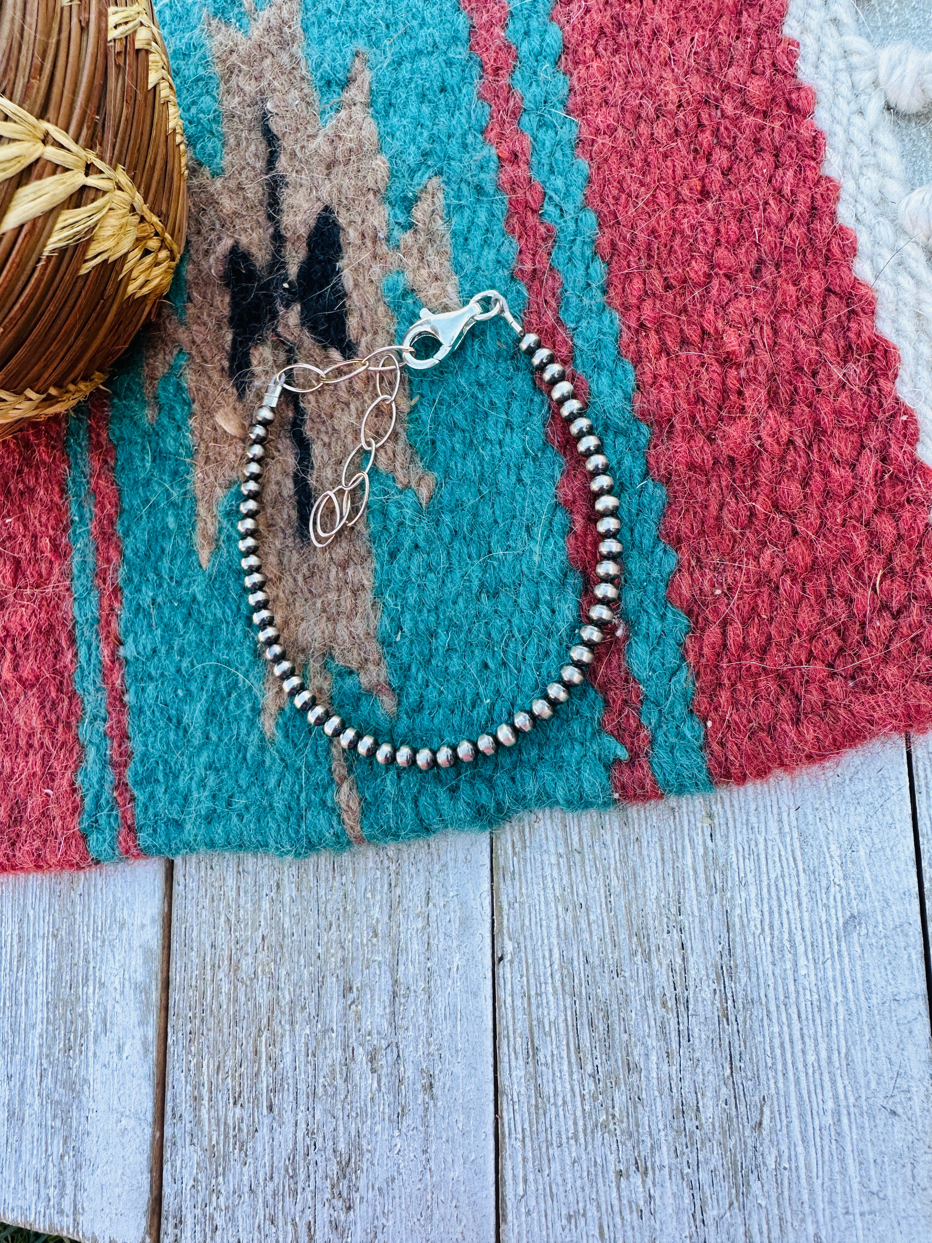 Handcrafted 3mm Sterling Silver Pearl Beaded Bracelet