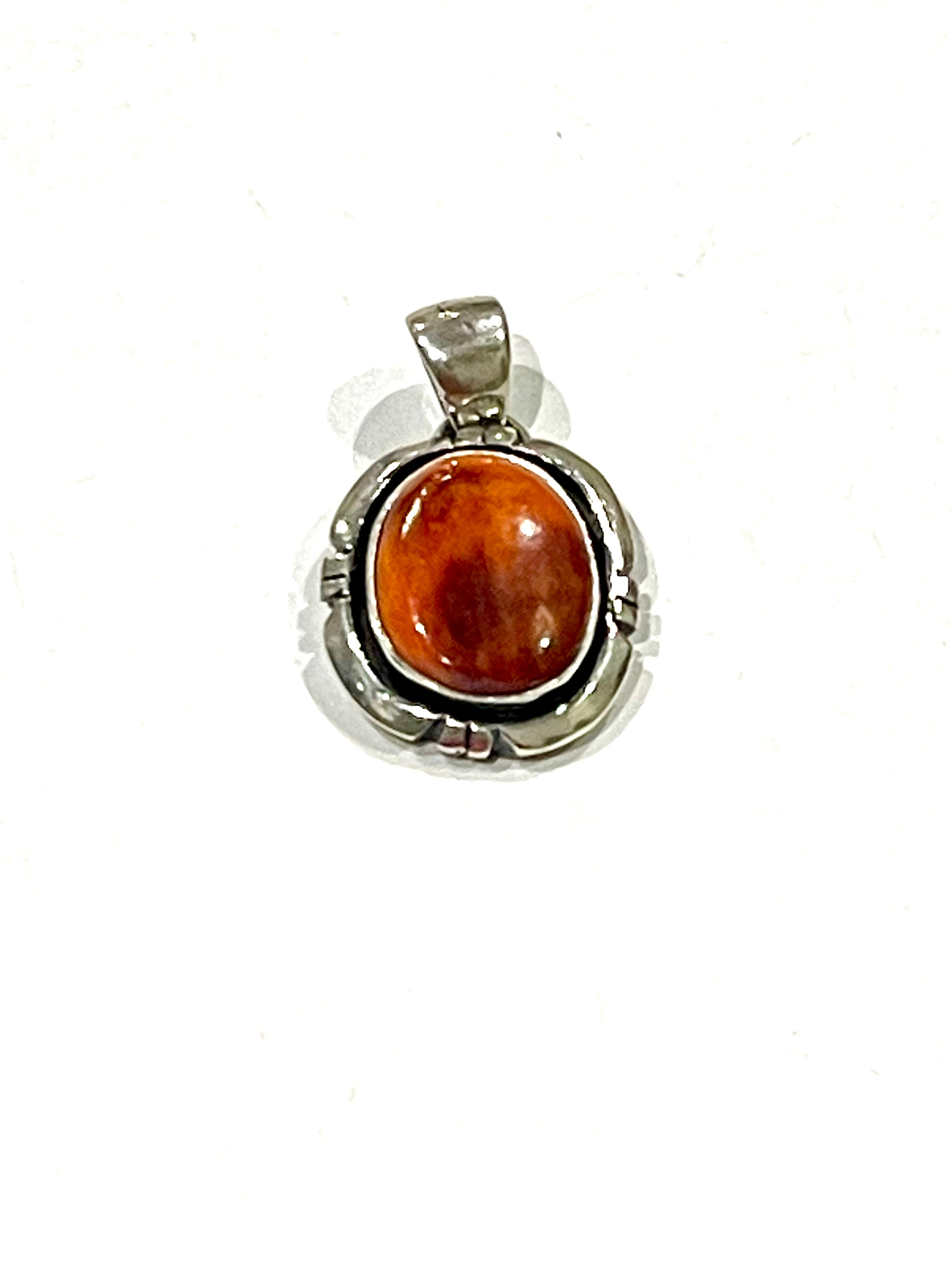 Navajo Sterling Silver & Orange Spiny Pendant