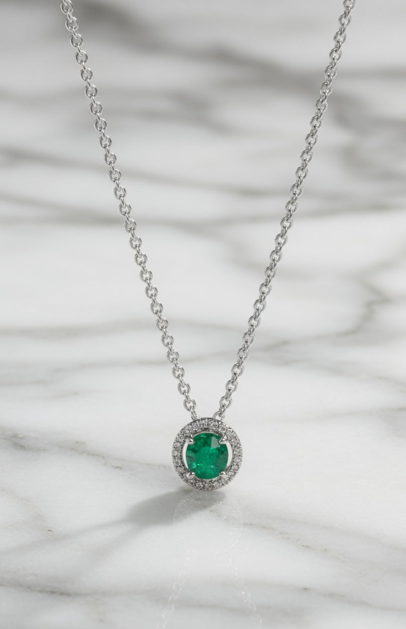 Sterling Silver Colombian Emerald Necklace