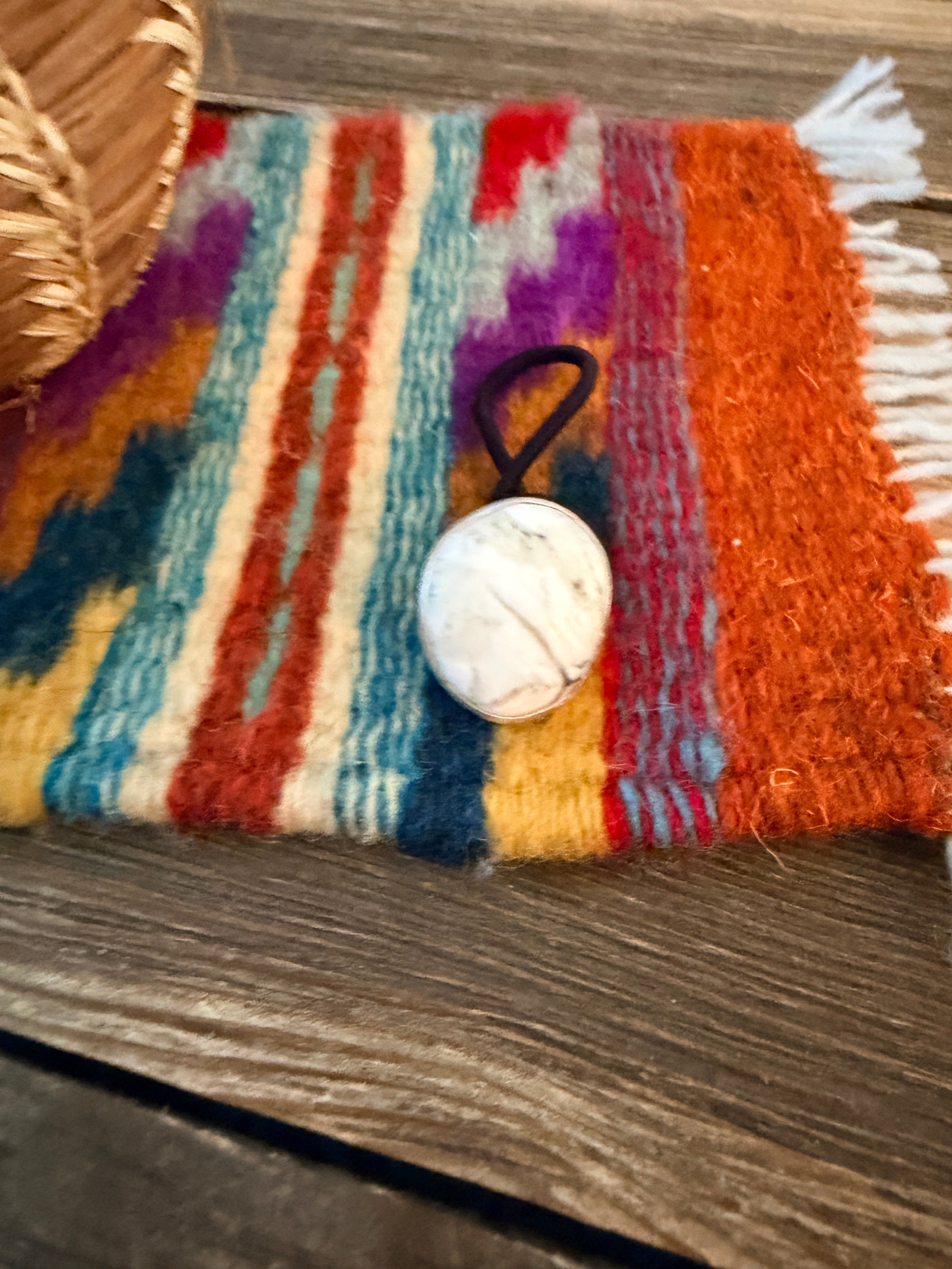 Handcrafted White Buffalo & Sterling Silver Hair Tie Charm