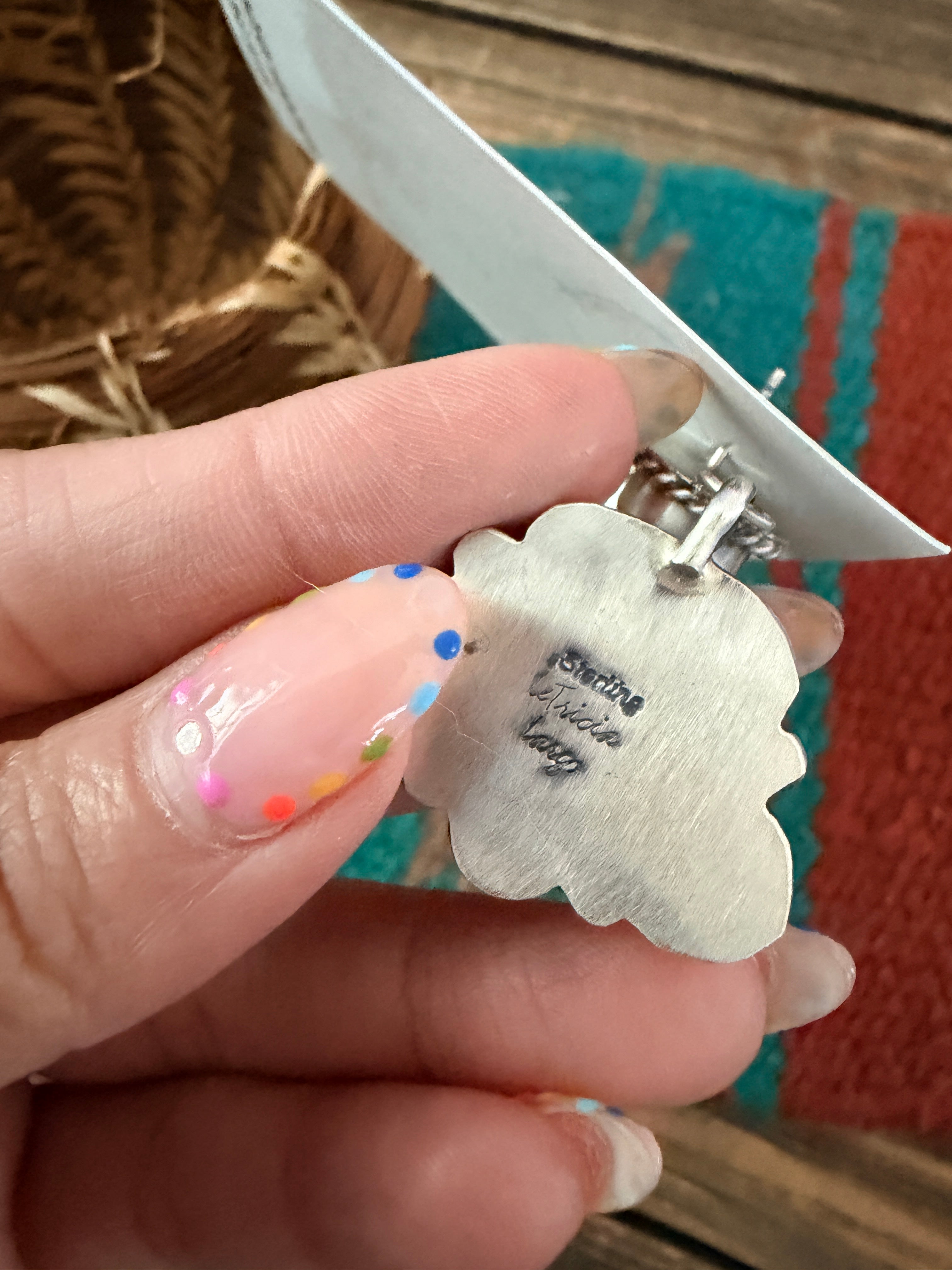 Handcrafted Sonoran Mountain Turquoise & Sterling Silver Dangle Earrings by Letricia Largo