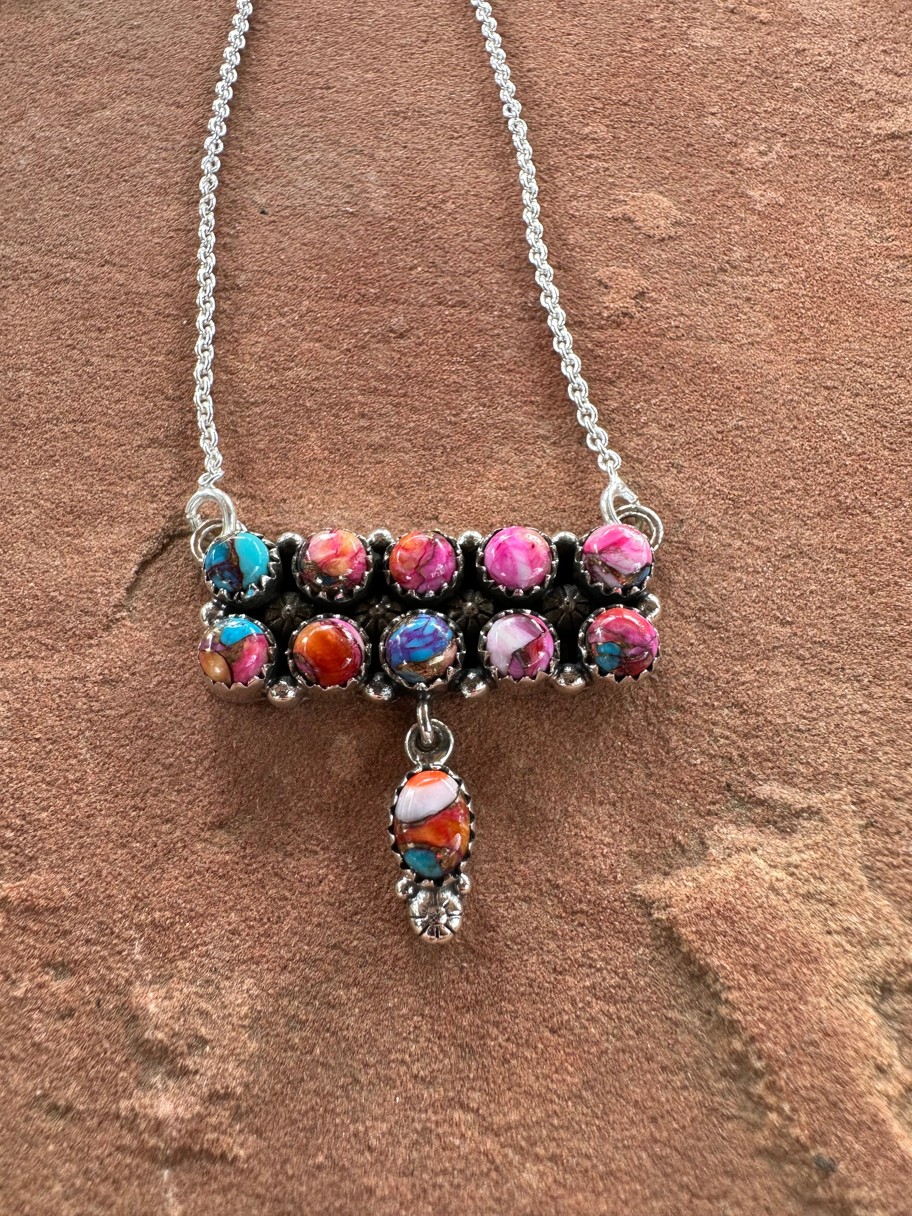 Handmade Sterling Silver & Pink Dream Mojave Necklace