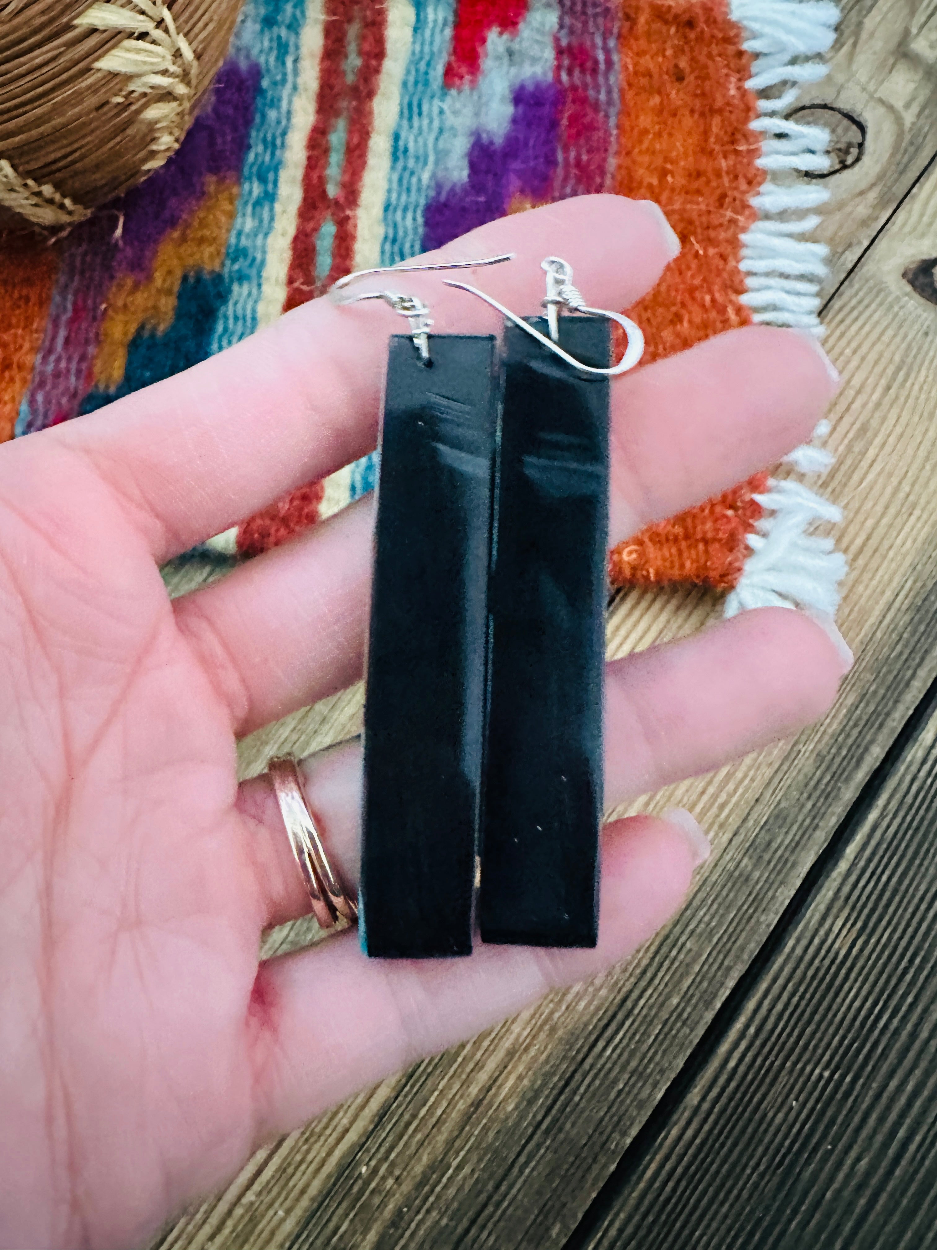 Handcrafted Multi Stone Inlay Slab Dangle Earrings