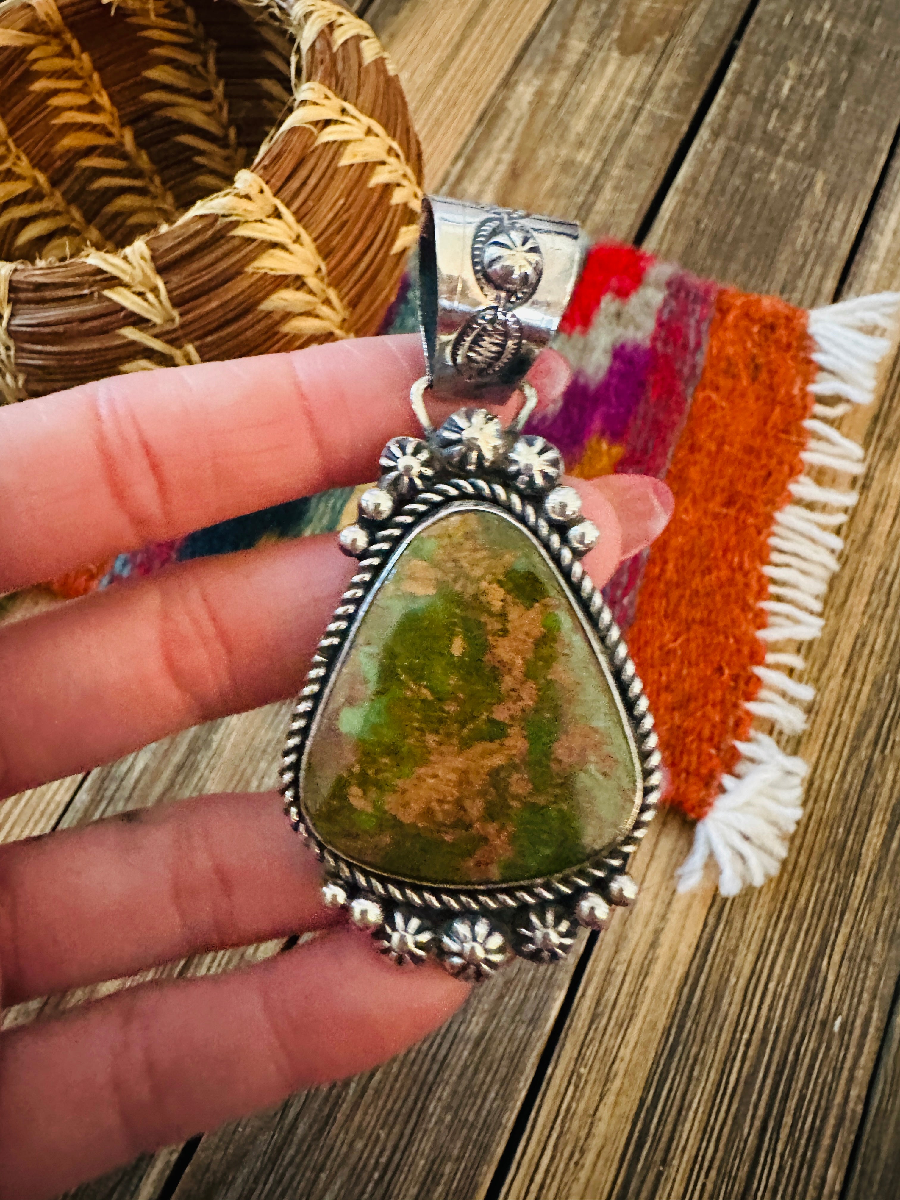 Handcrafted Sterling Silver & Royston Turquoise Pendant by Rosella Paxson