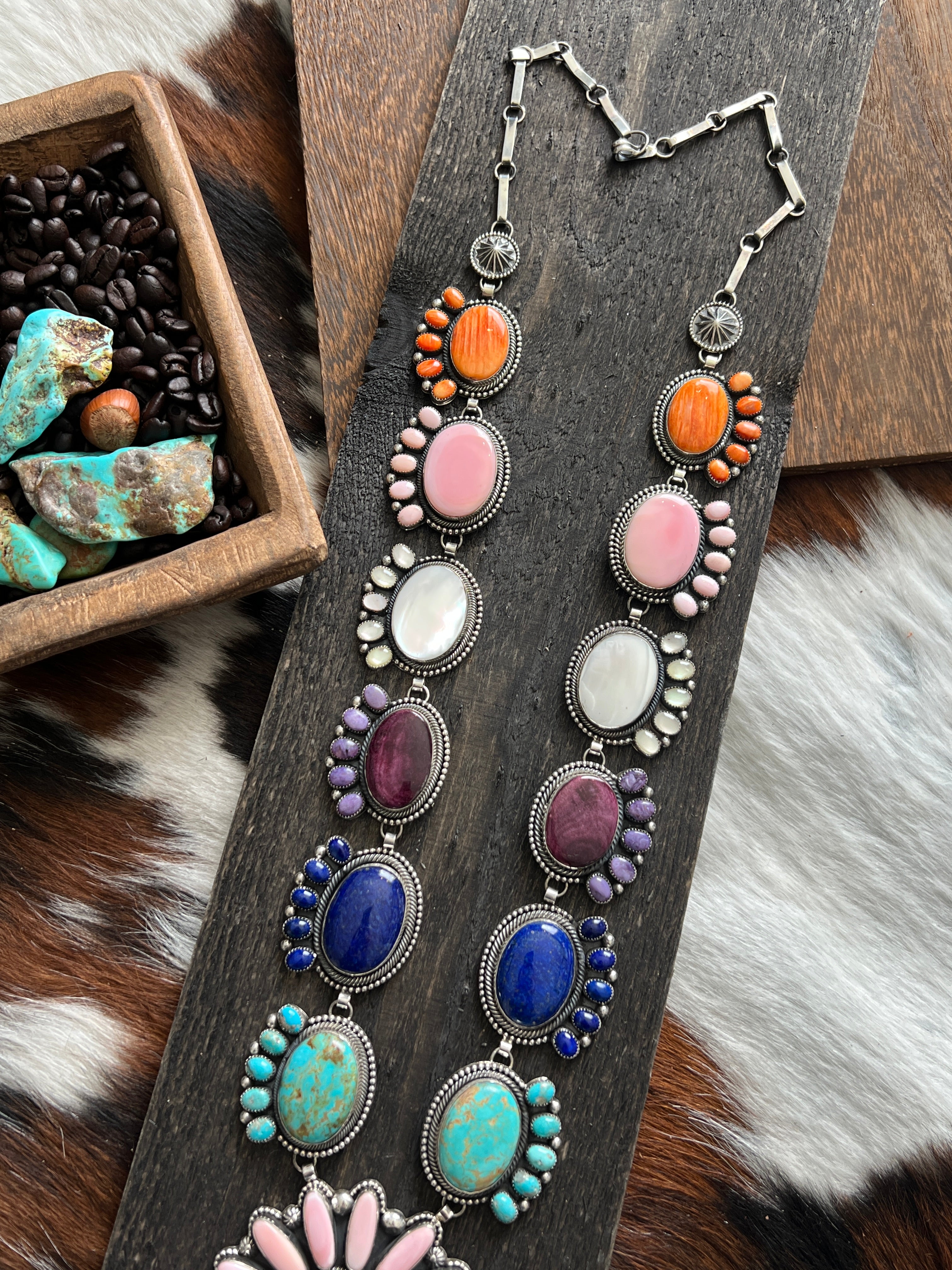 Tequila Sunrise Handcrafted Sterling Silver and Multi Stone Necklace by Hemerson Brown