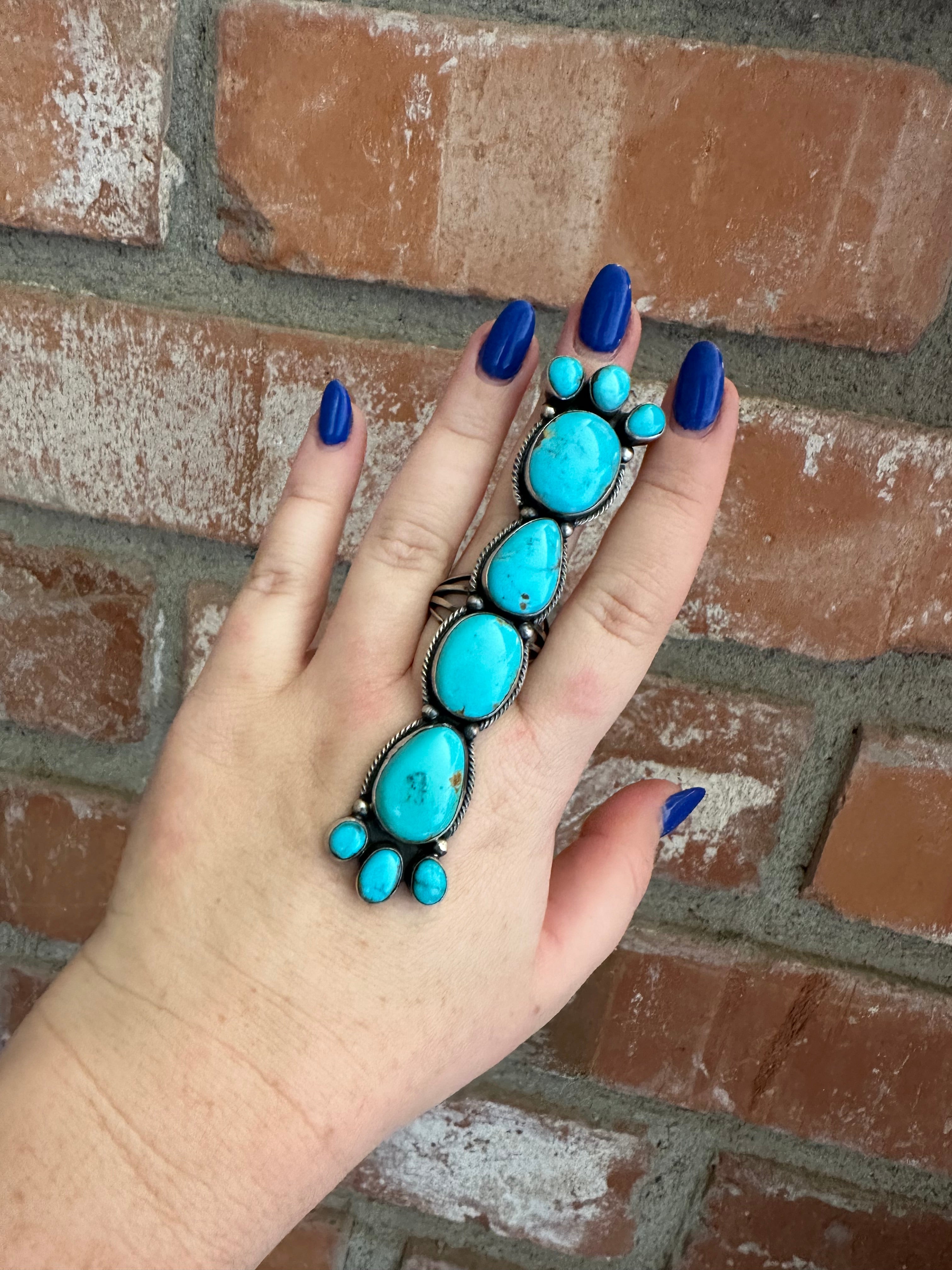 Navajo Turquoise & Sterling Silver Ring Signed RB