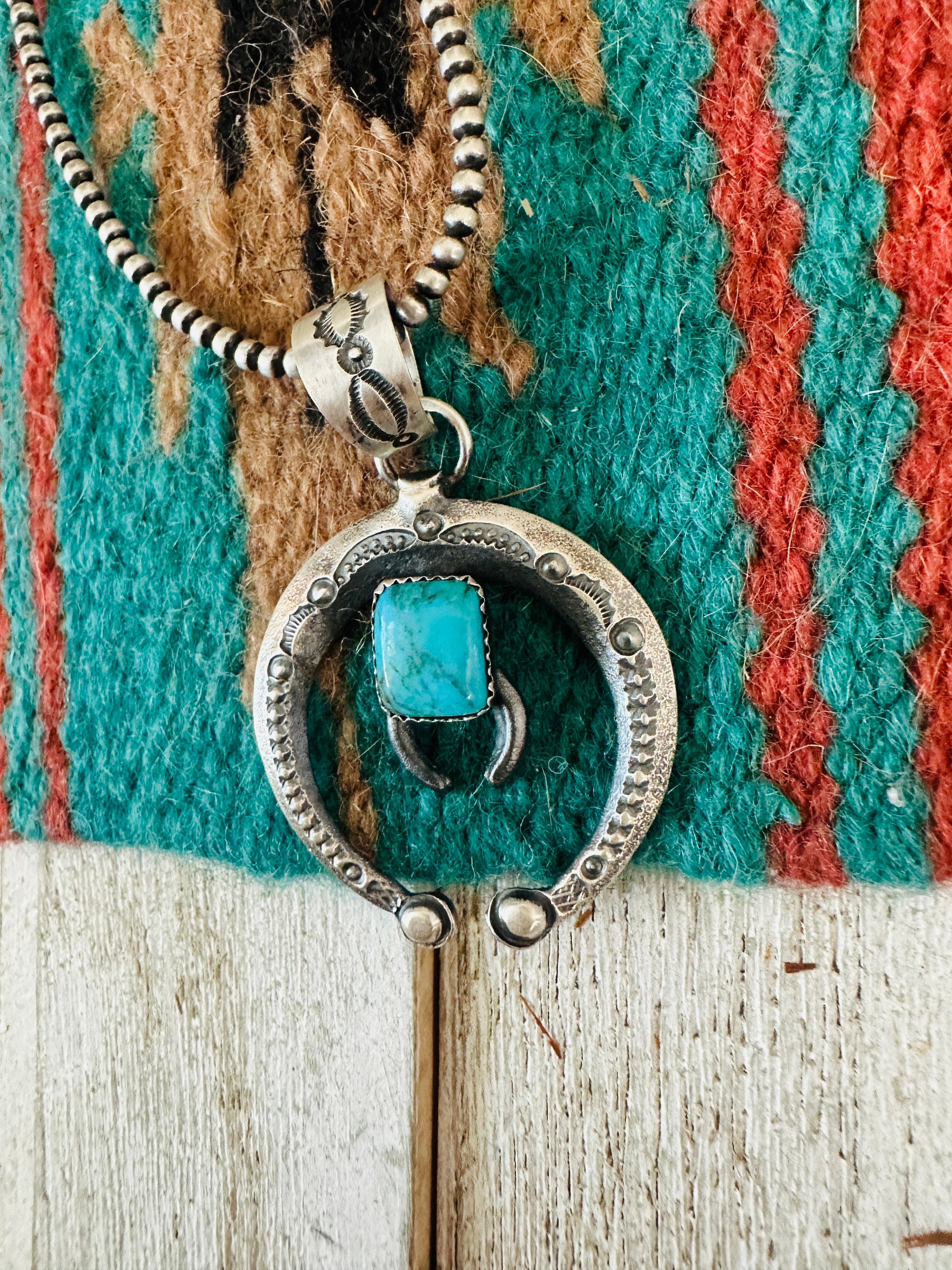 Handcrafted Sterling Silver & Turquoise Naja Pendant by Eva & Linberg