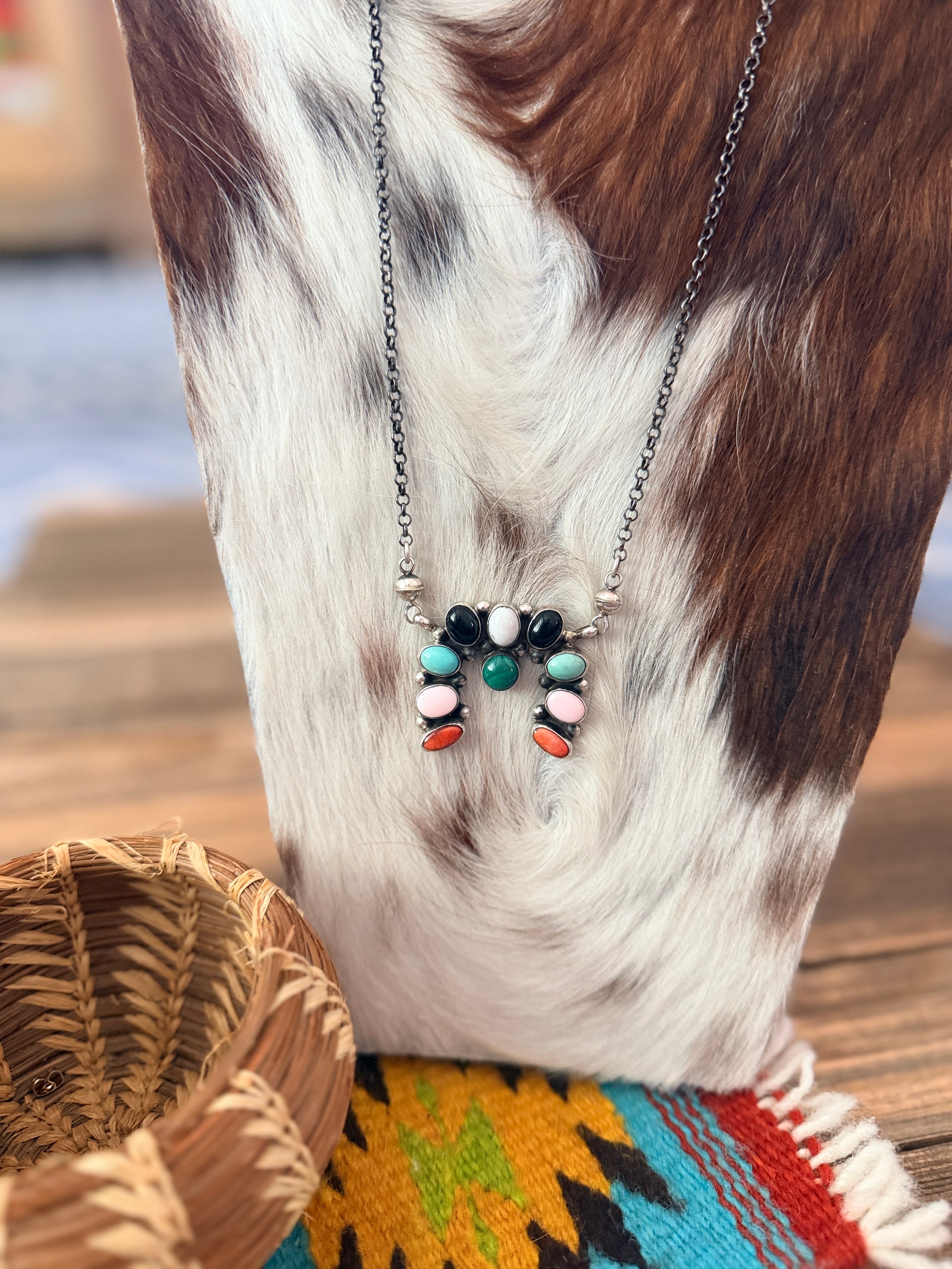 Handcrafted Multi Stone & Sterling Silver Naja Necklace by Jacqueline Silver