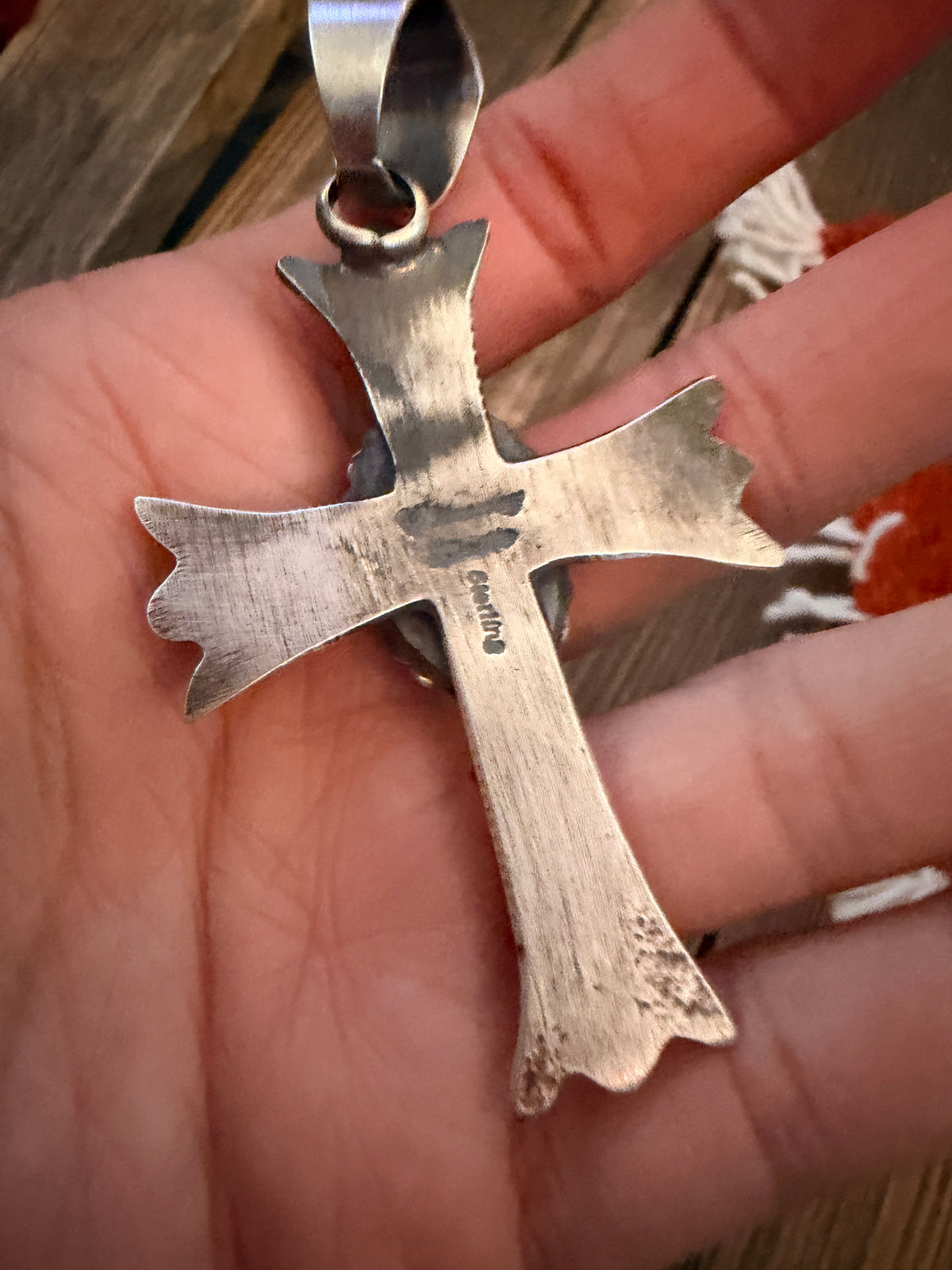 Handcrafted Golden Hills Turquoise & Sterling Silver Cross Pendant by Chimney Butte