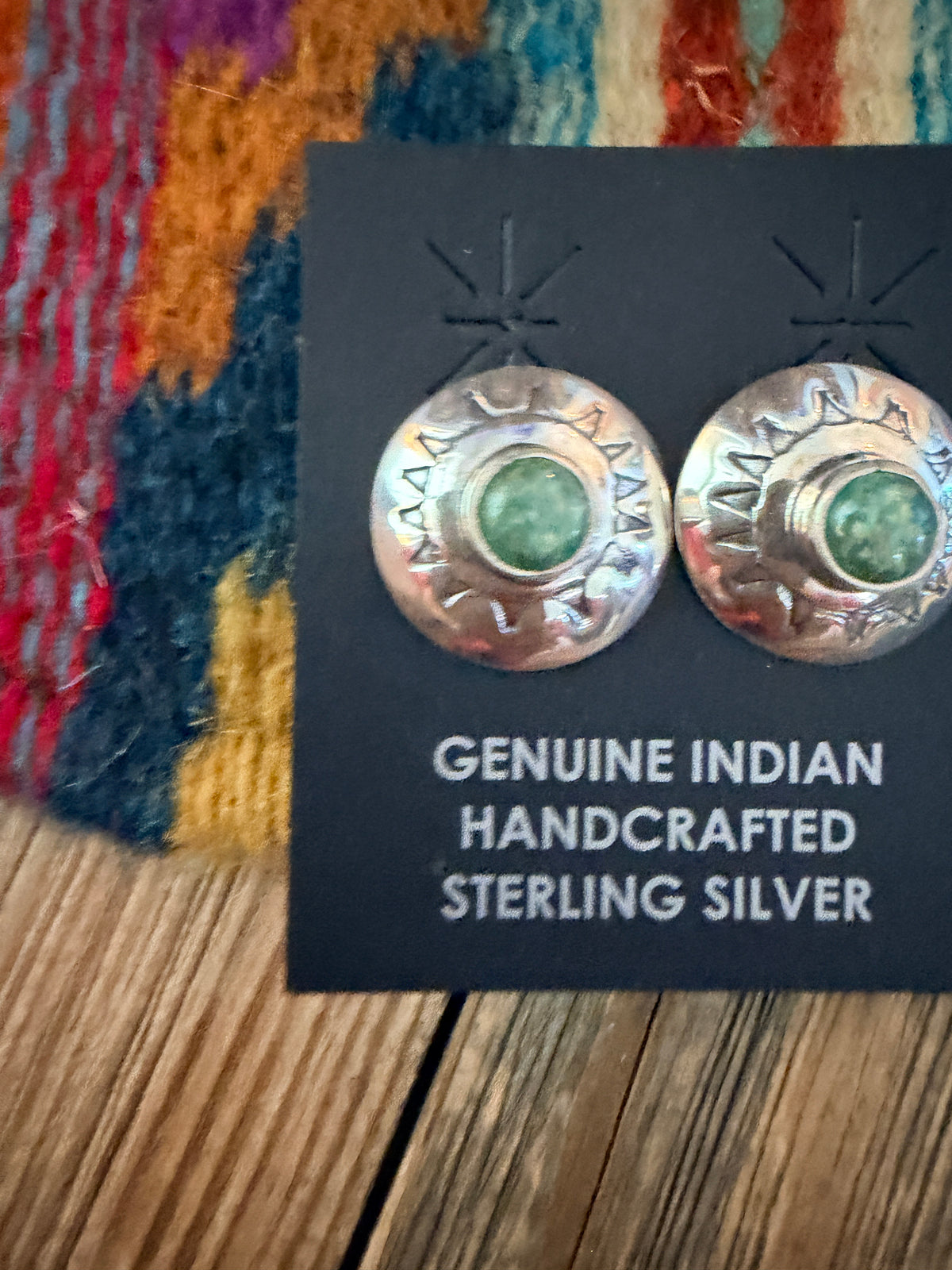 Handcrafted Sterling Silver & Turquoise Concho Stud Earrings