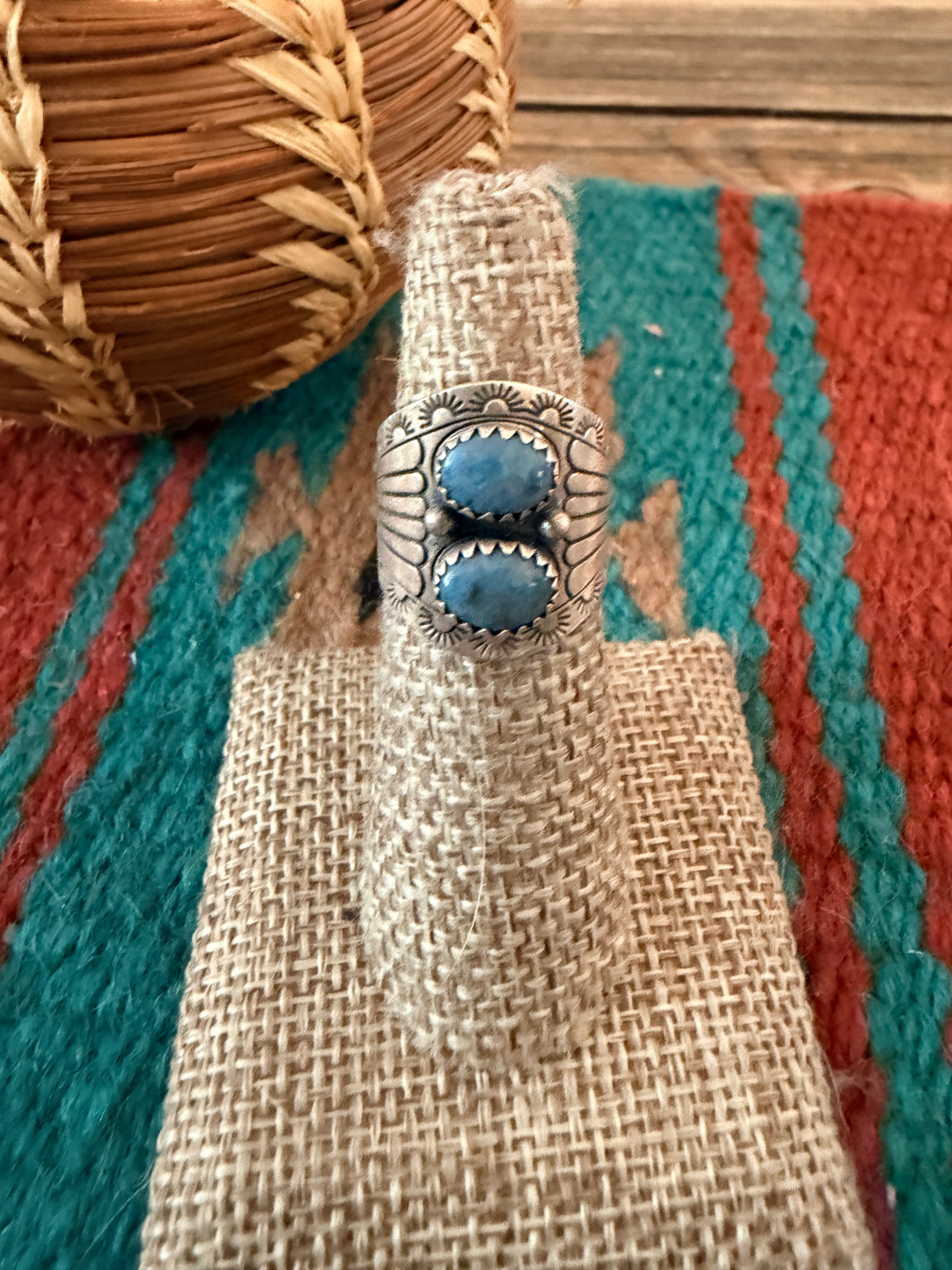 Old Pawn Handcrafted Denim Lapis & Sterling Silver Ring Size 5.75