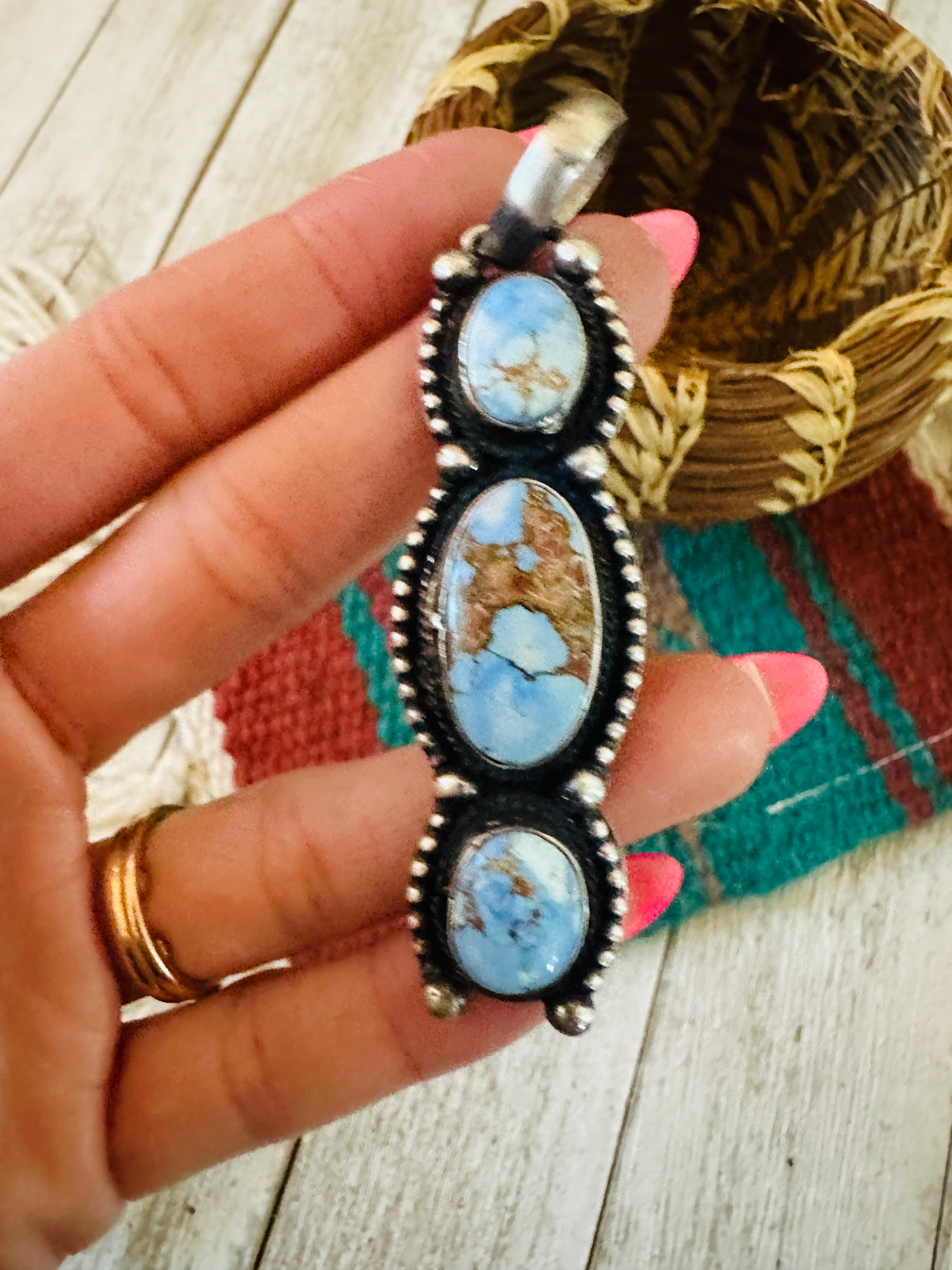 Handcrafted Golden Hills Turquoise & Sterling Silver Pendant