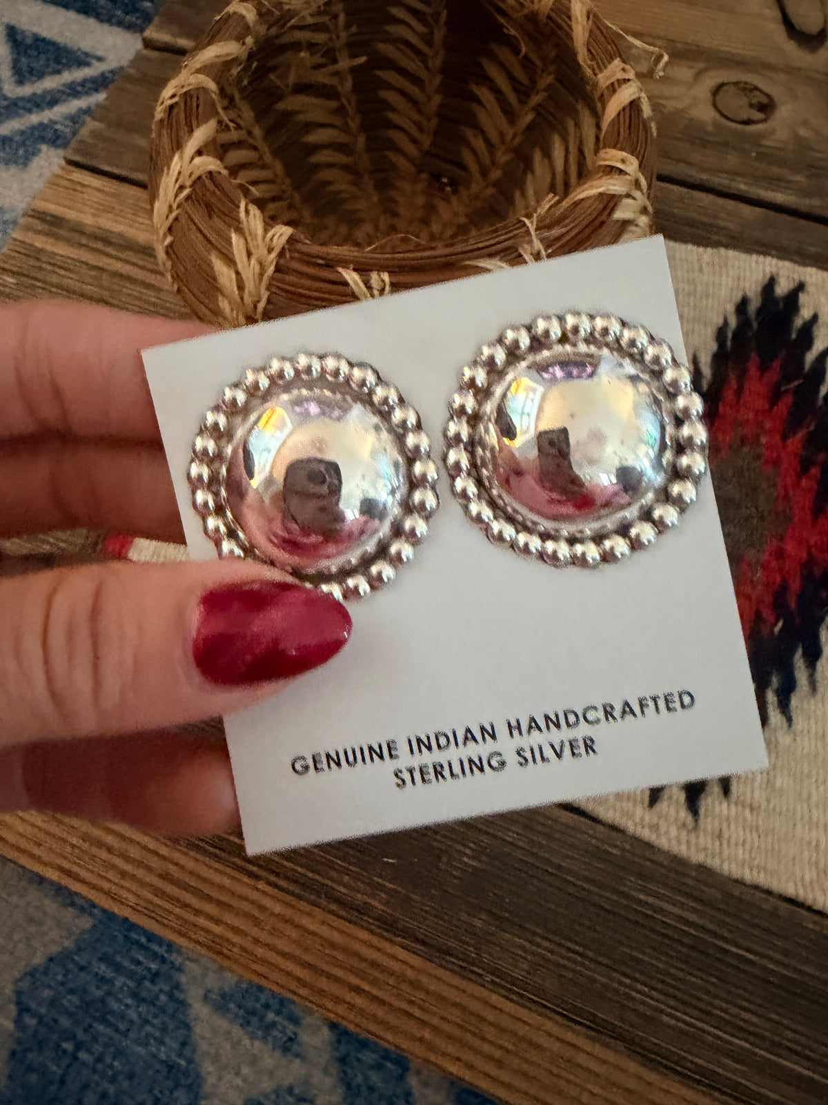 Handcrafted Sterling Silver Concho Post Earrings