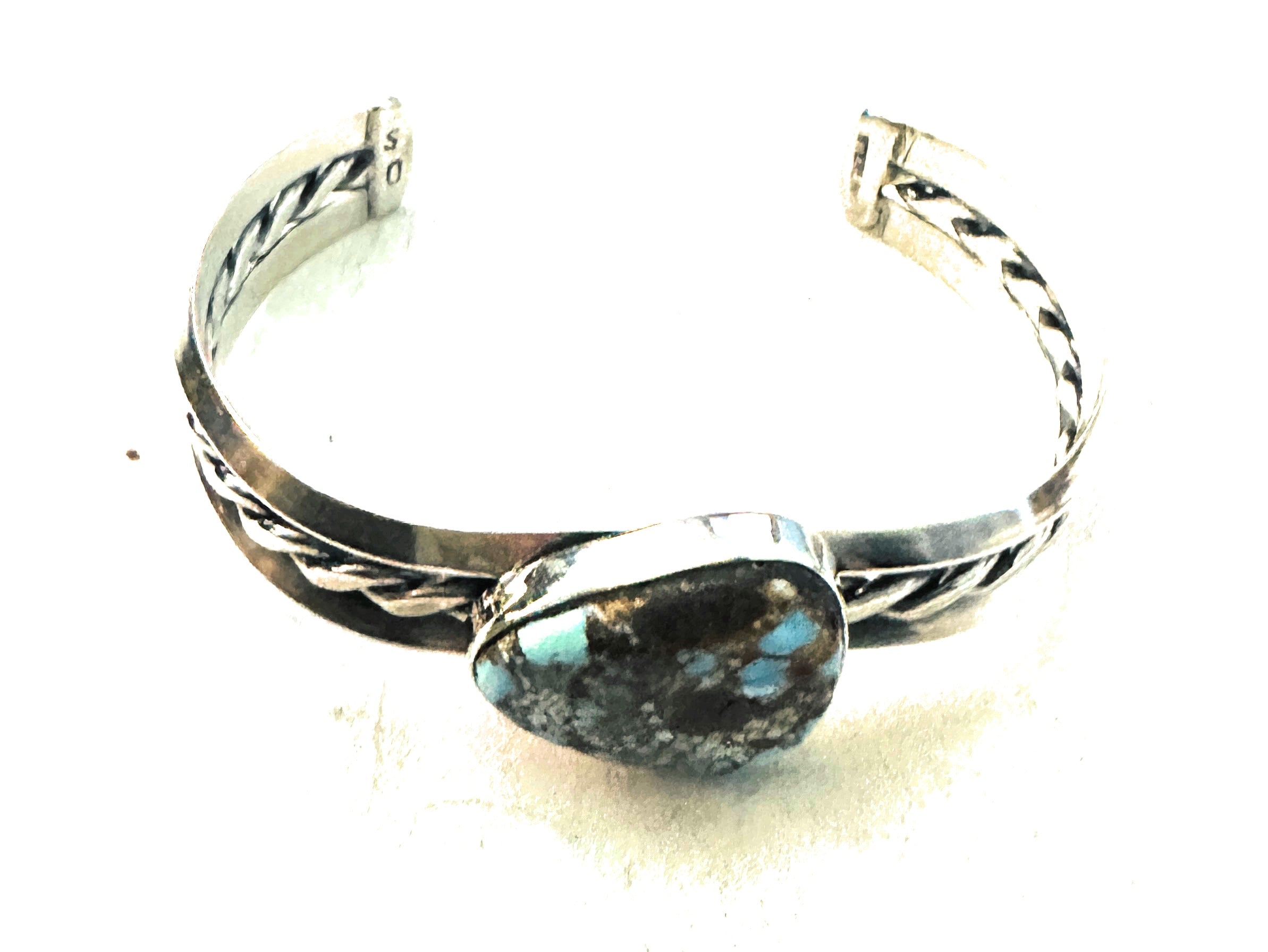 Navajo Sterling Silver & Golden Hills Turquoise Cuff Bracelet