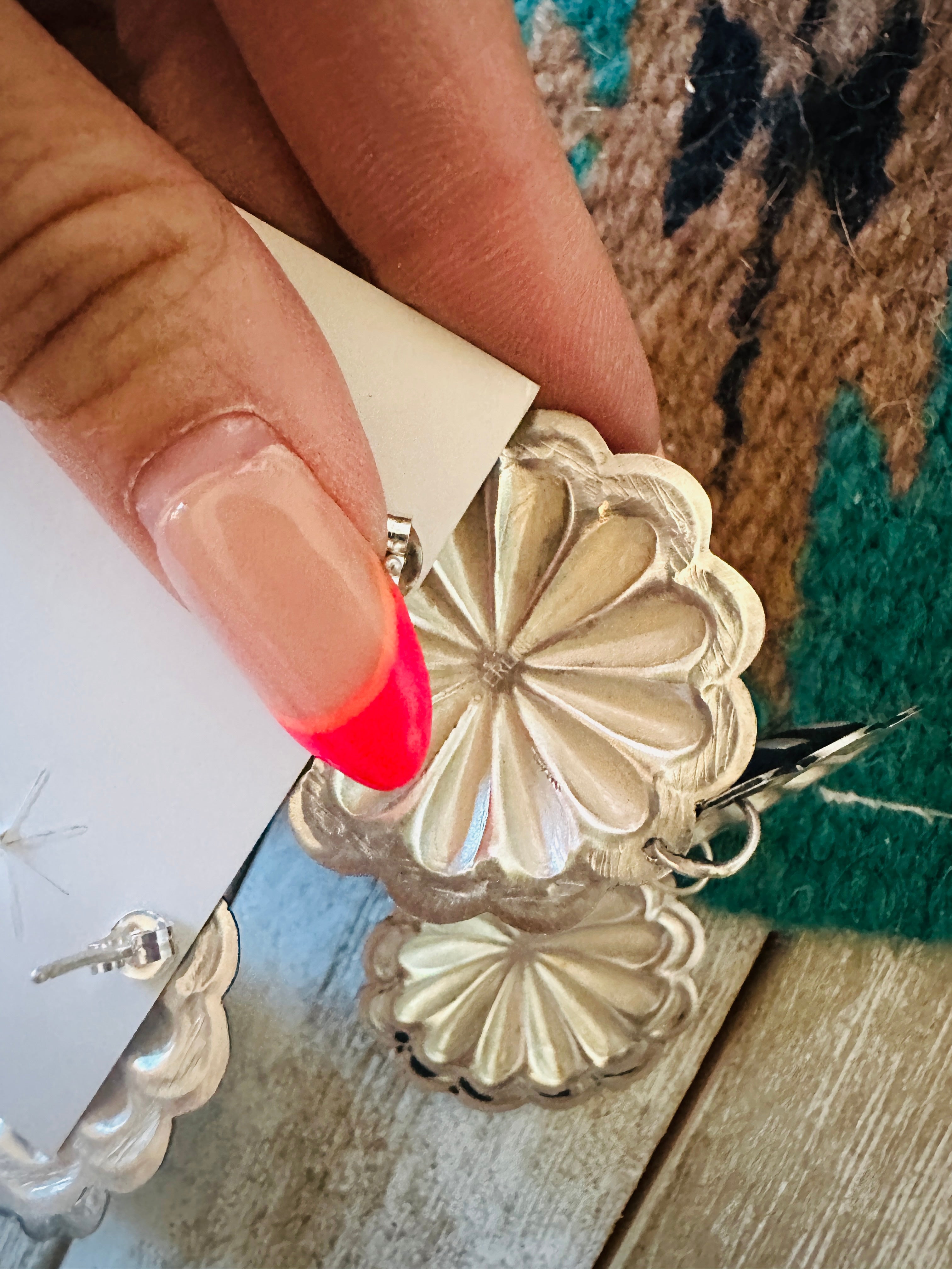 Handcrafted Turquoise & Sterling Silver Concho Dangle Earrings