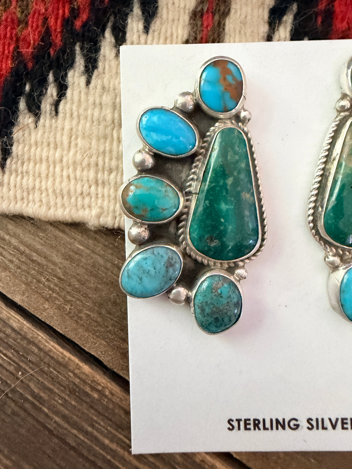 Handcrafted Turquoise & Sterling Silver Cluster Post Earrings by Geraldine James