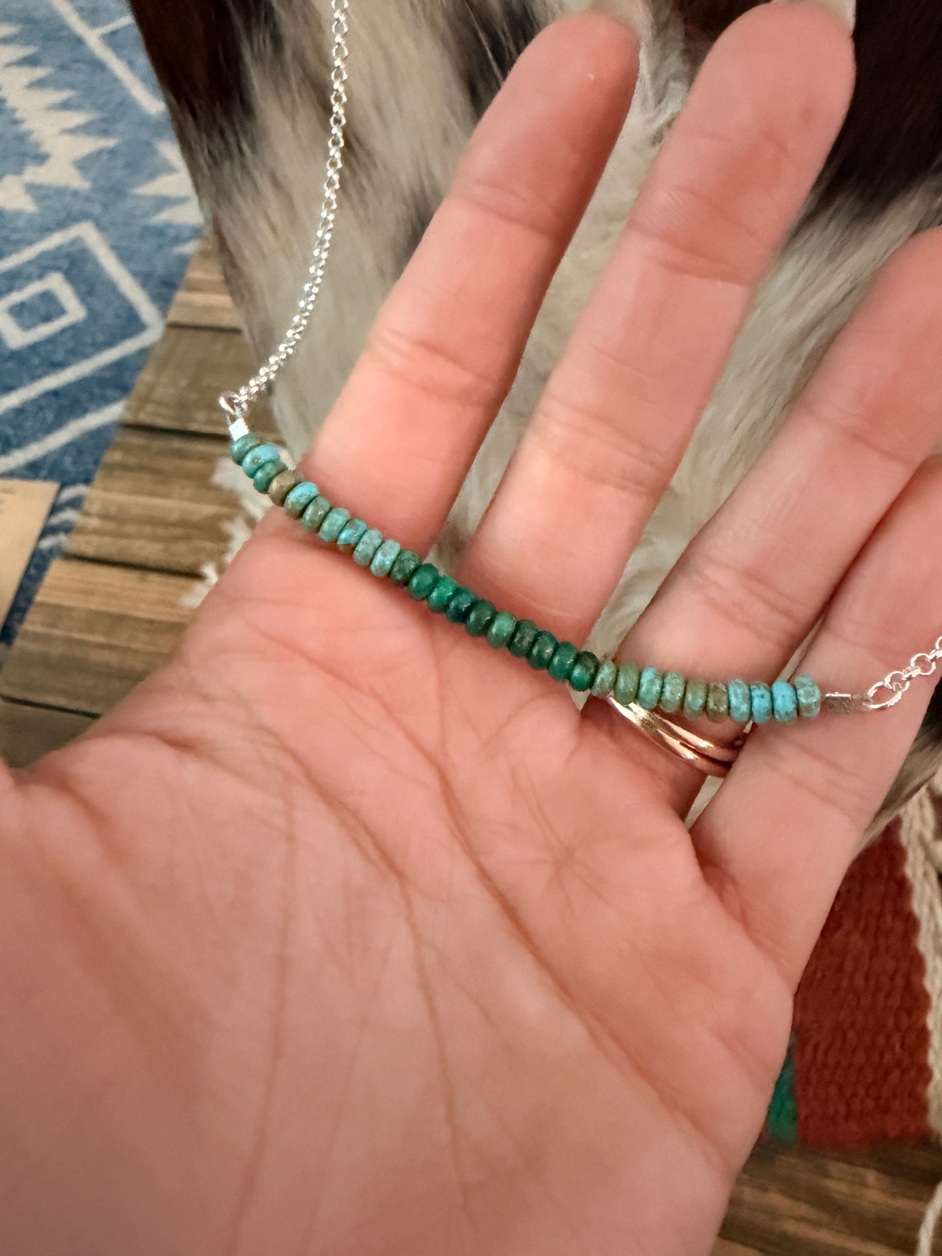 Handmade Sterling Silver & Turquoise Beaded Necklace
