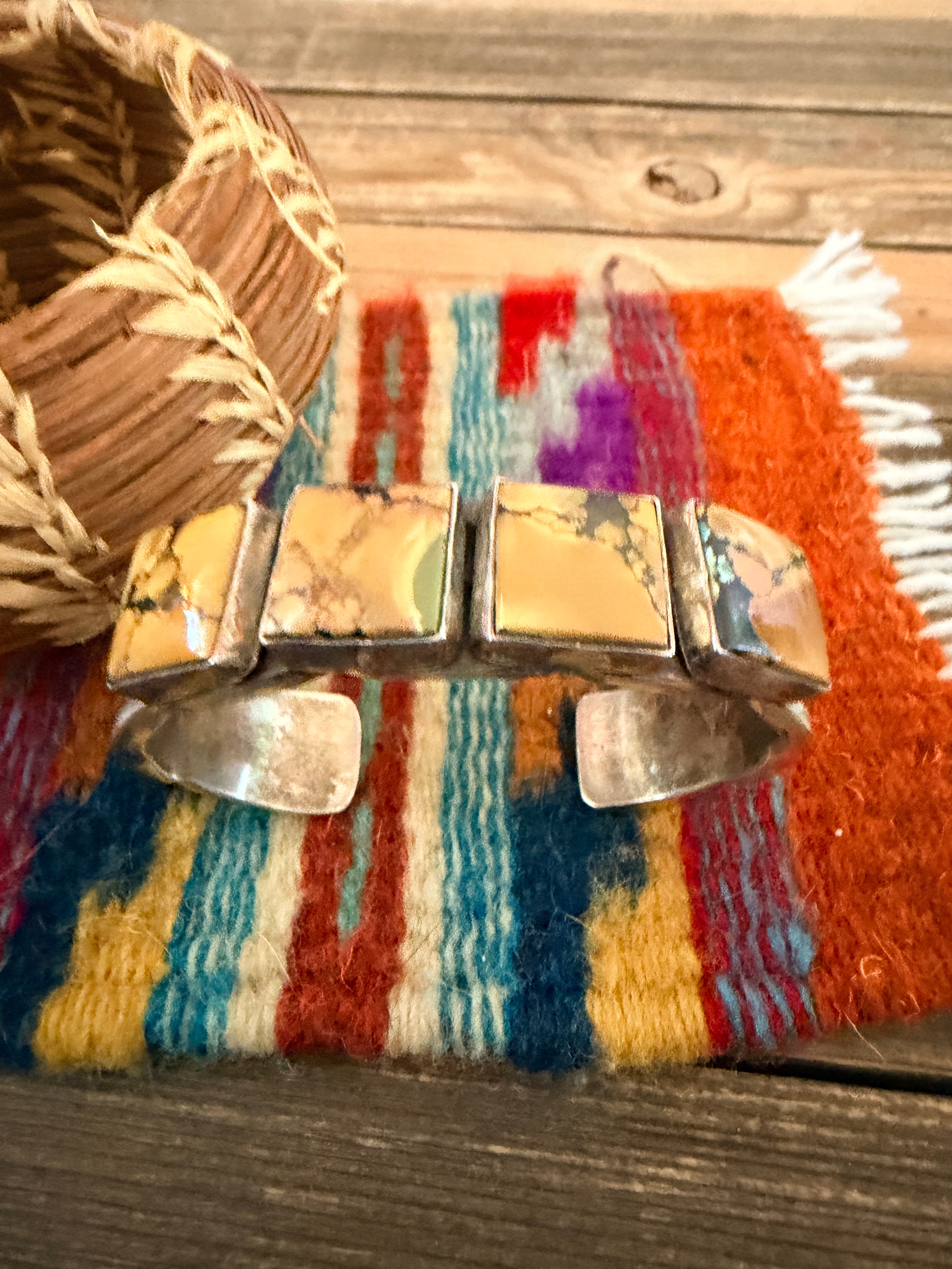Handcrafted Tibetan Turquoise & Sterling Silver Cuff Bracelet by Nora Bill