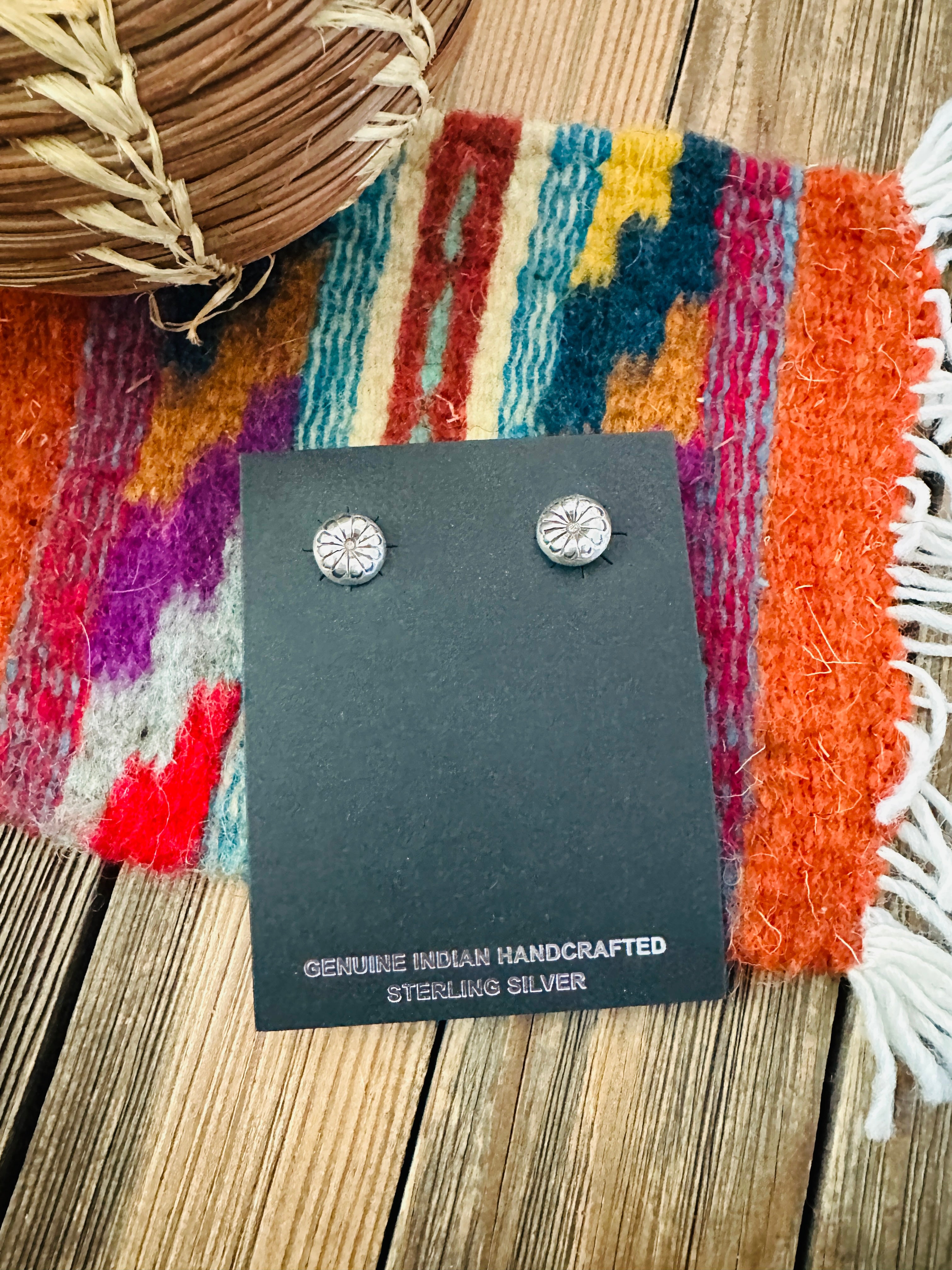 Handcrafted Sterling Silver Concho Stud Earrings