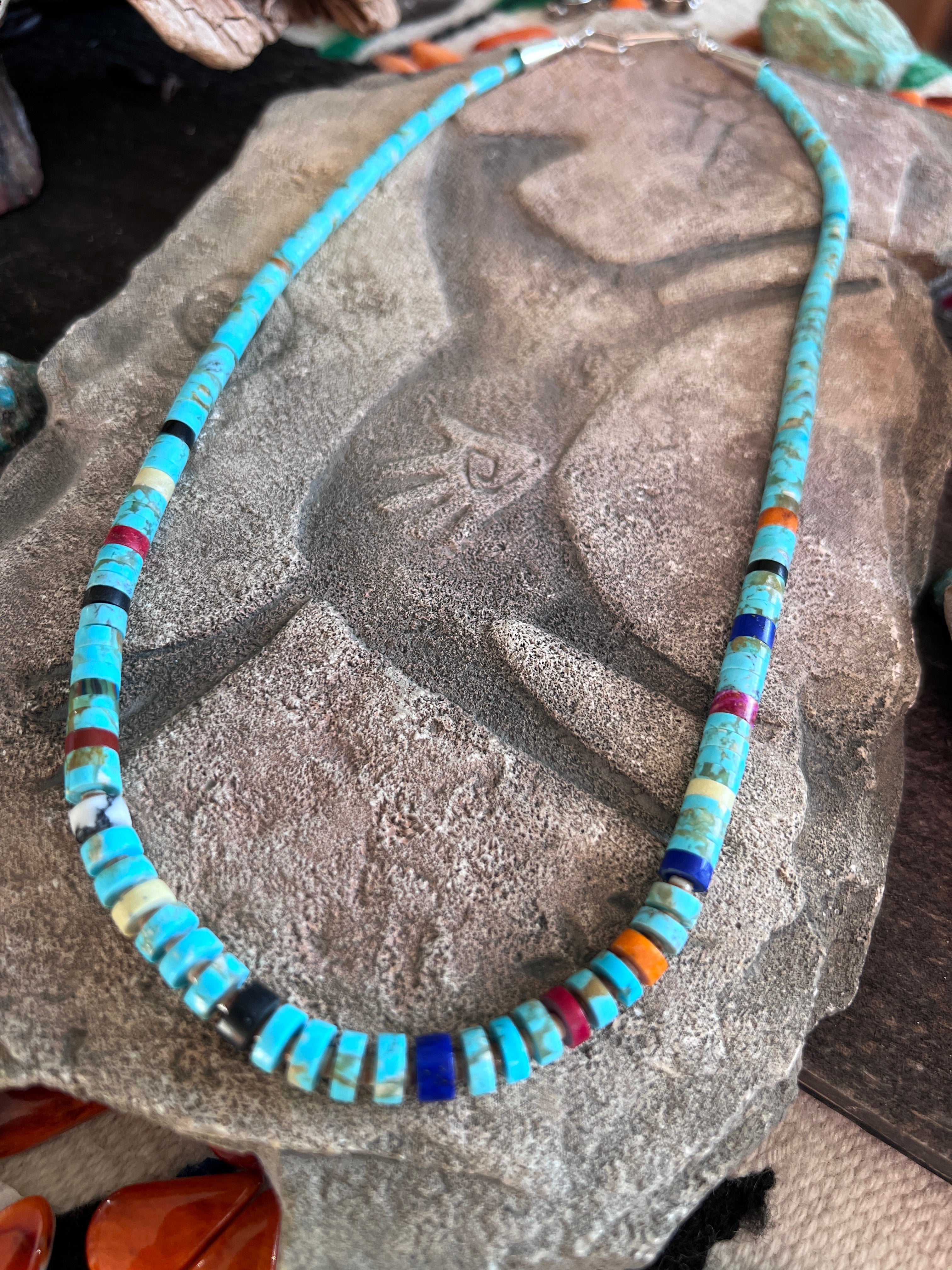 Ronald Chavez Handcrafted Multistone Graduated Heishi Bead Necklace, 19-1/4 inches