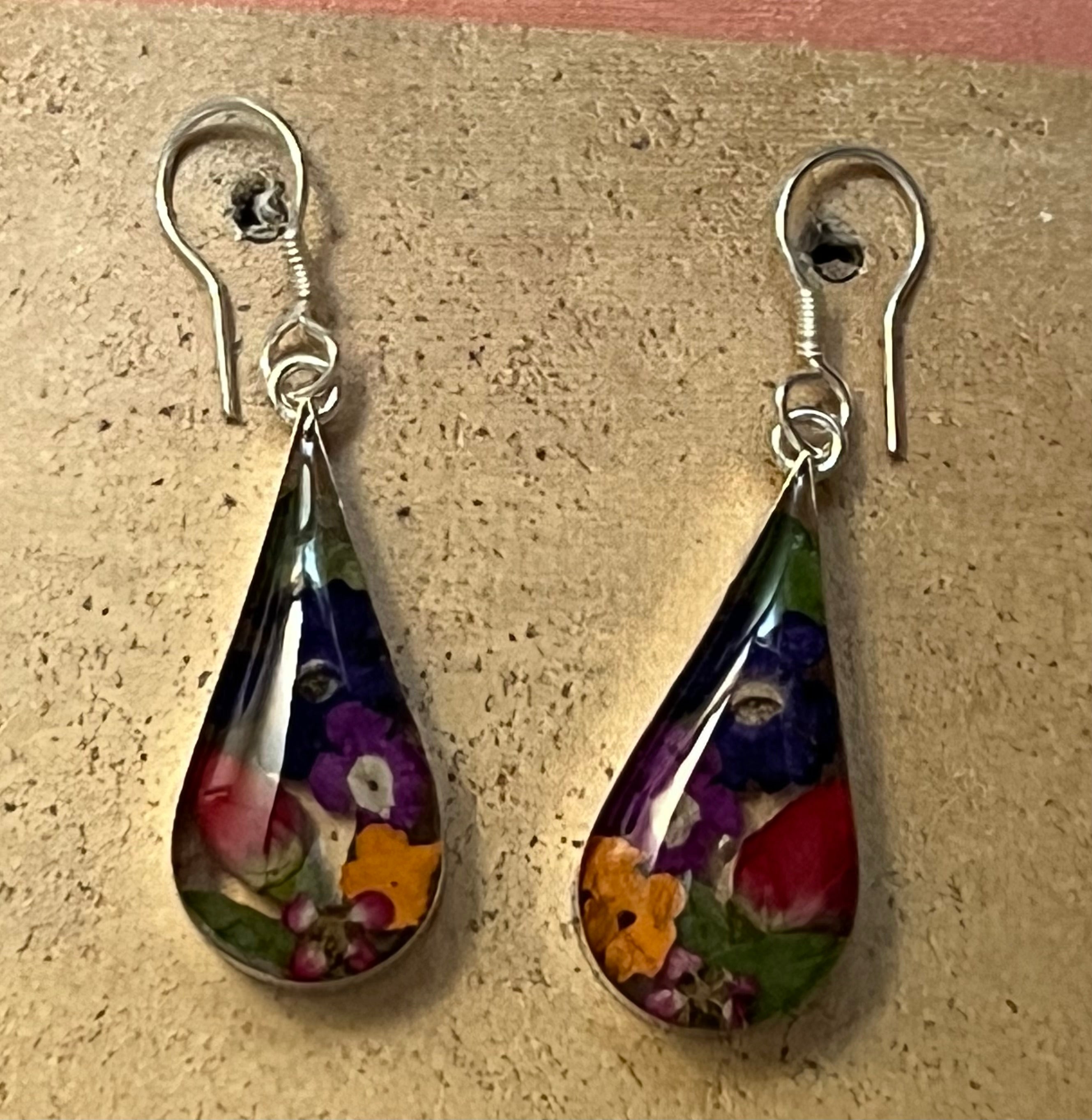 Primavera Medium Teardrop Sterling Silver Earrings on Hook