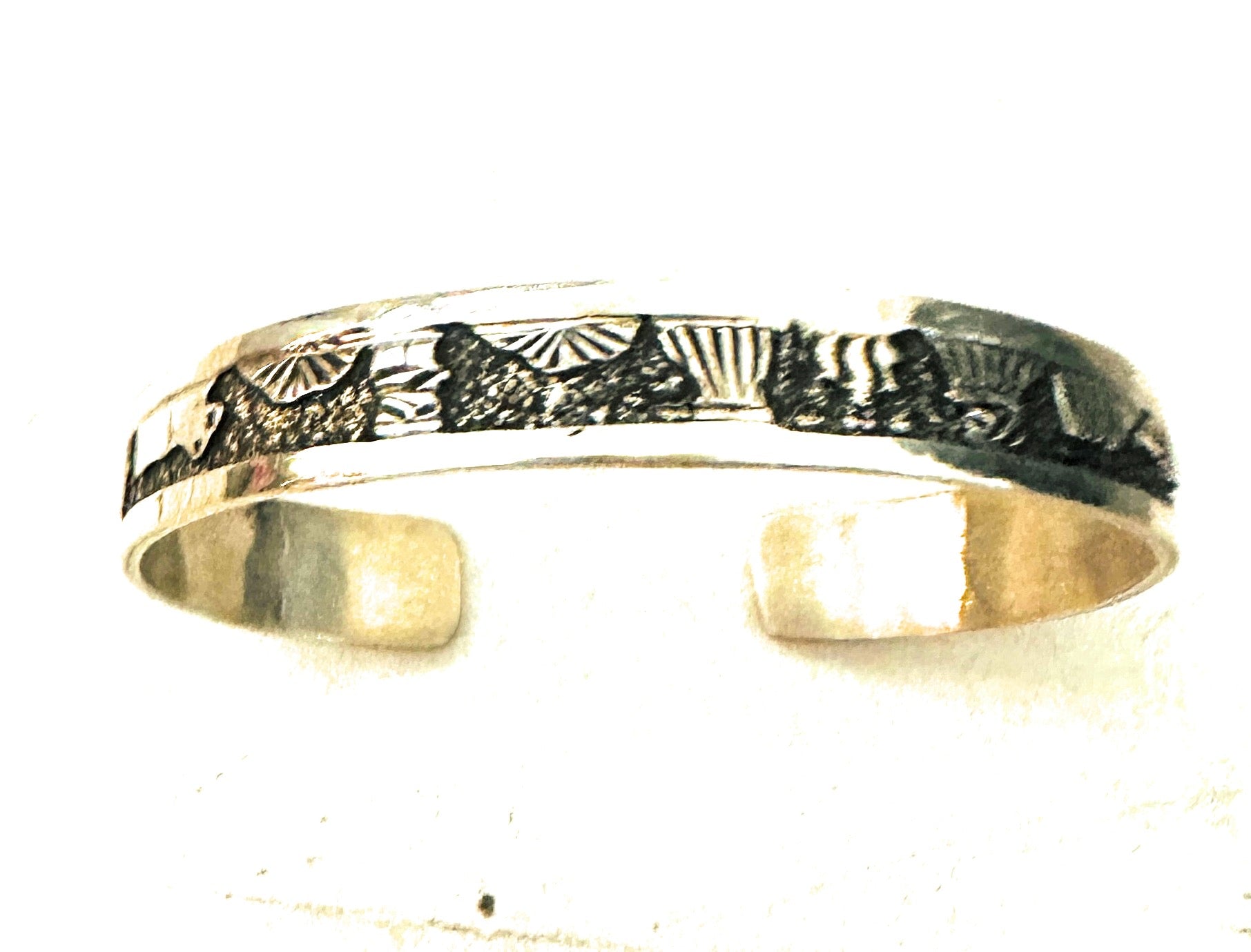 Navajo Sterling Silver Story Teller Cuff Bracelet