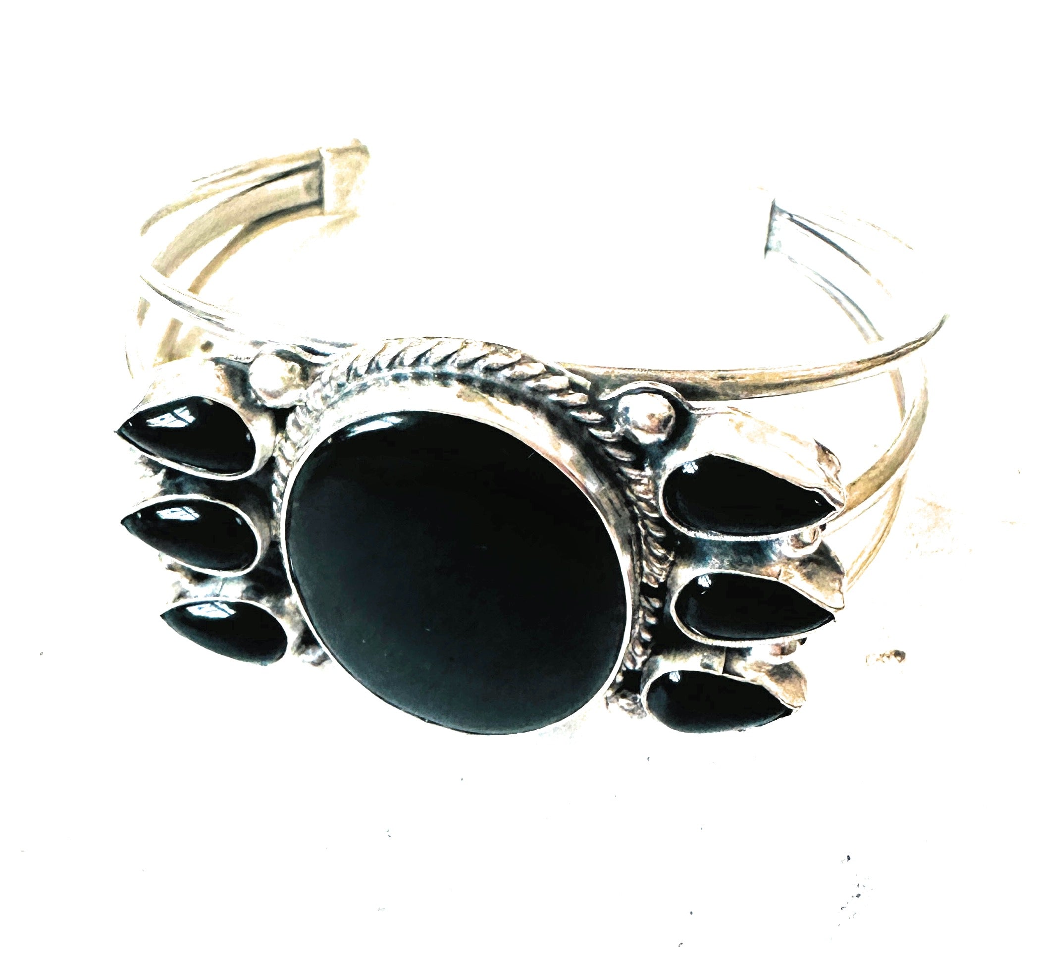 Navajo Sterling Silver & Onyx Cuff Bracelet