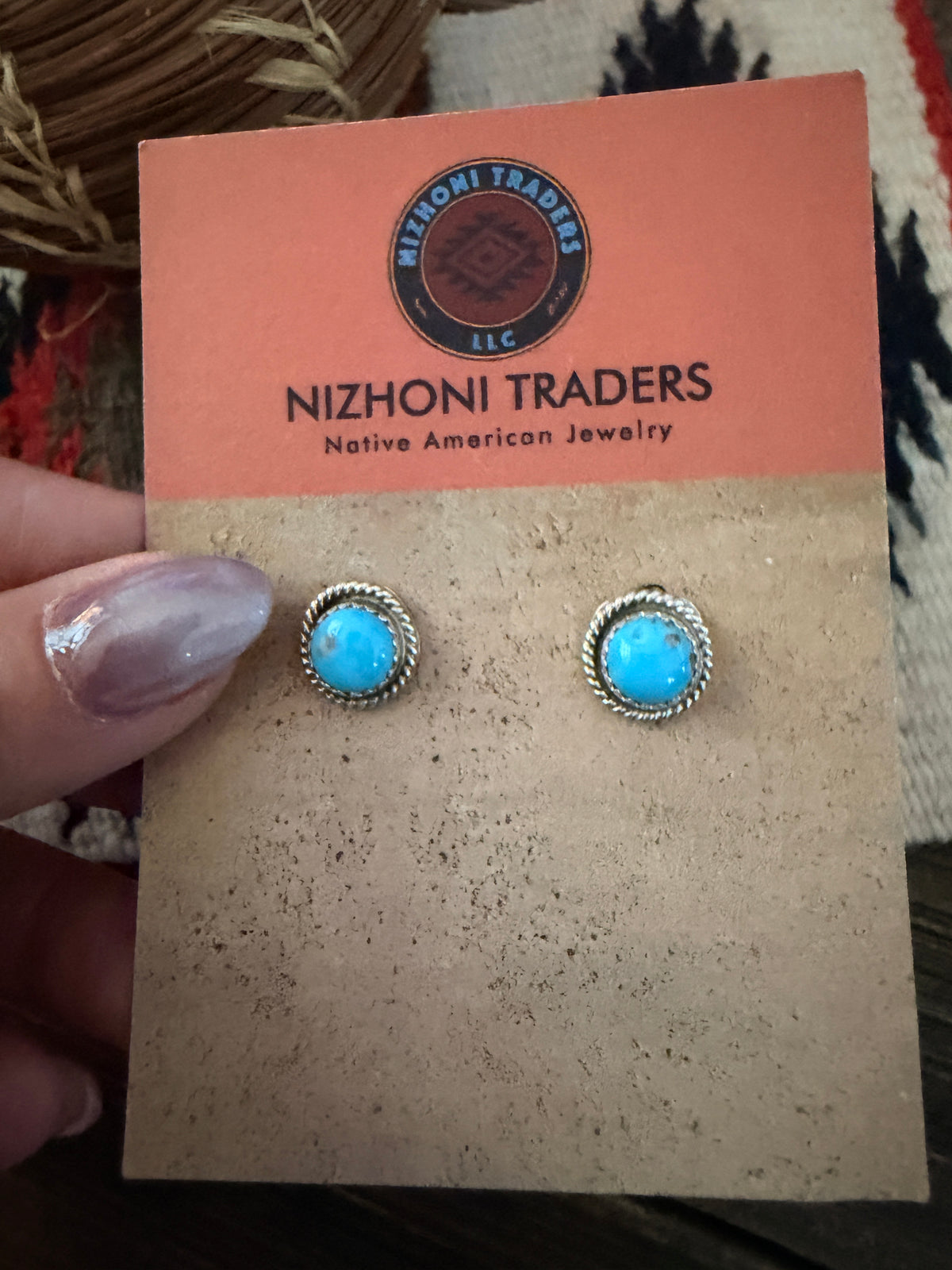 Handcrafted Sterling Silver & Turquoise Stud Earrings