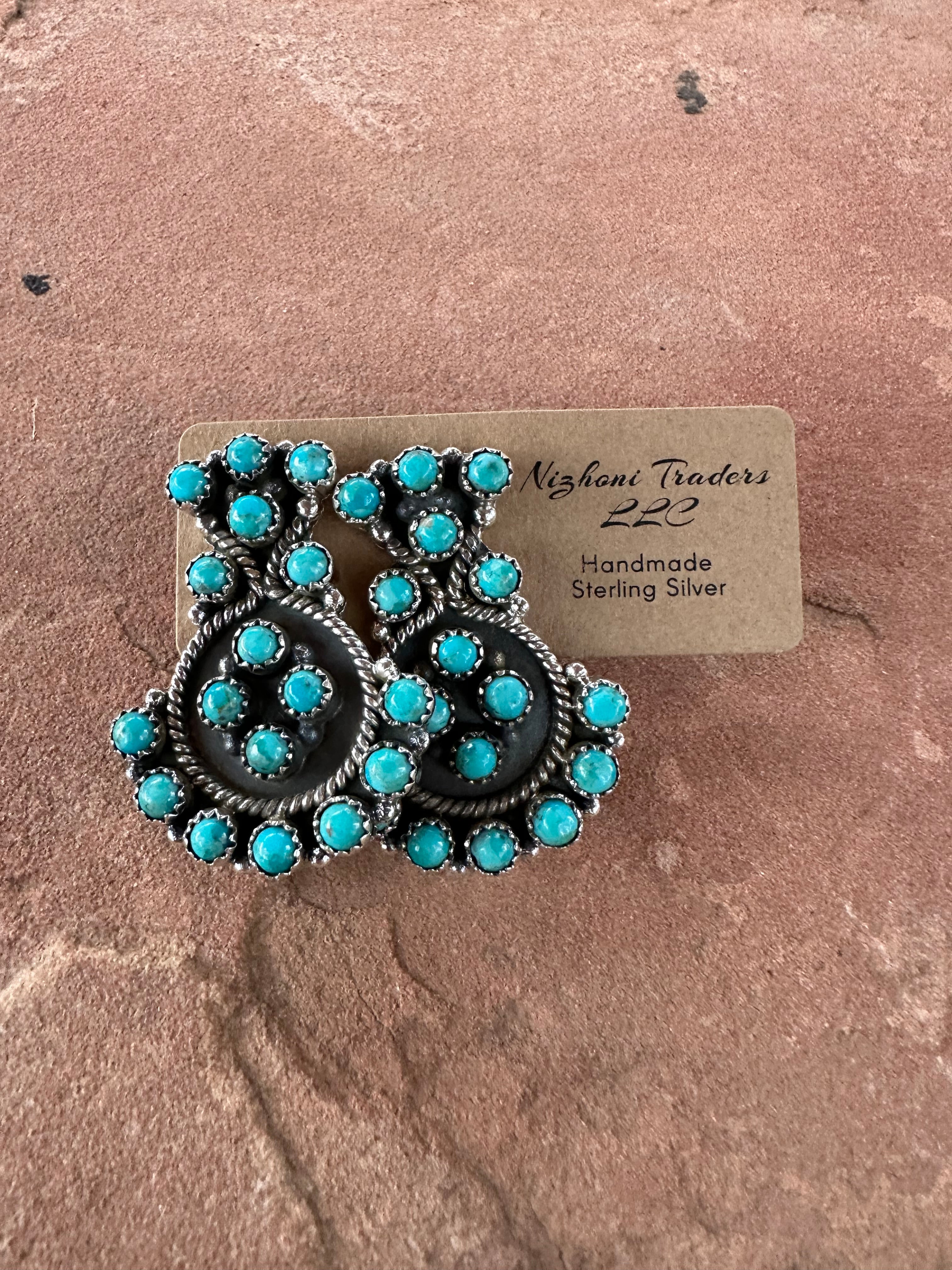 Handmade Turquoise and Sterling Silver Post Earrings