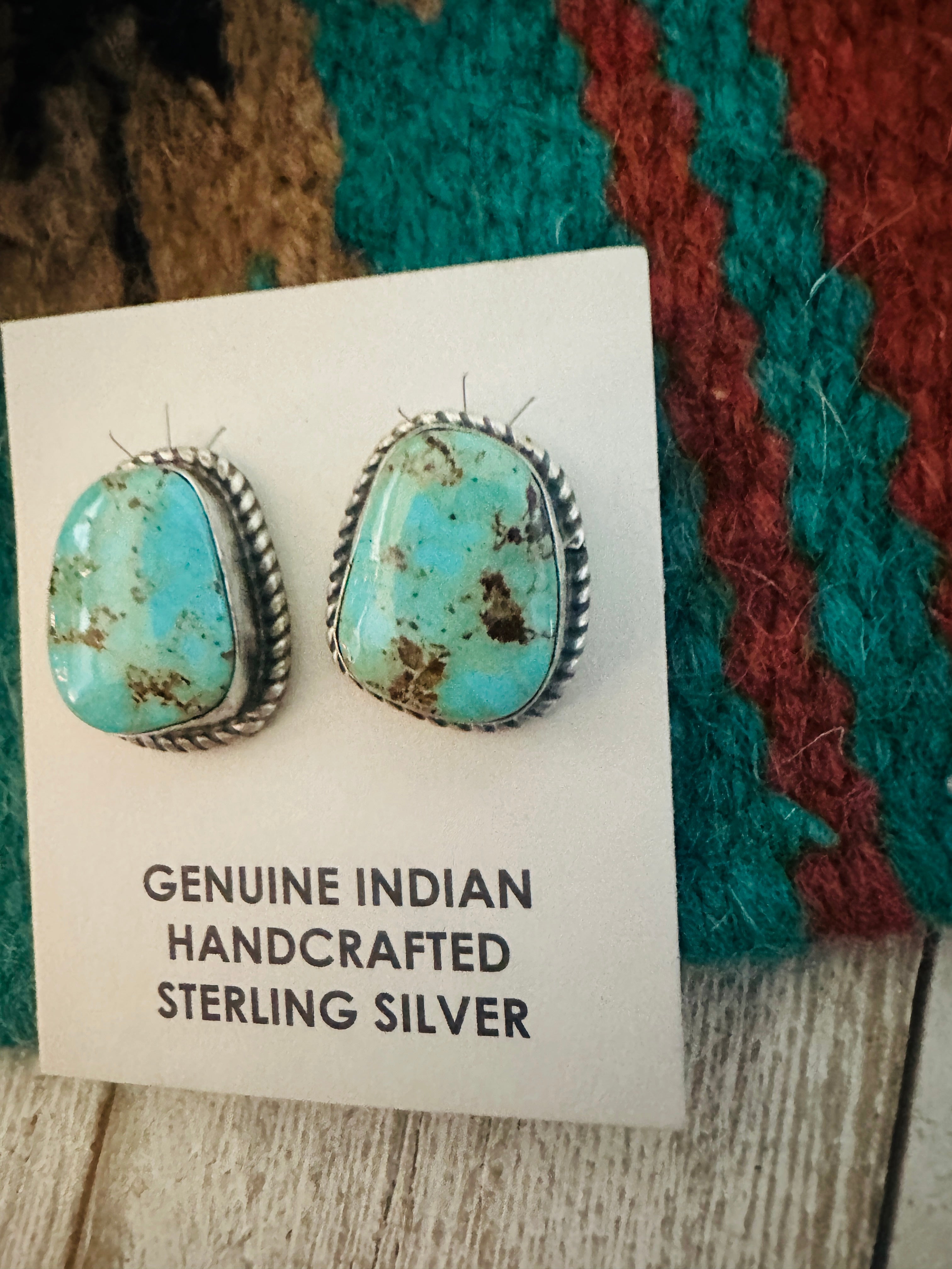 Navajo Sterling Silver & Turquoise Post Earrings