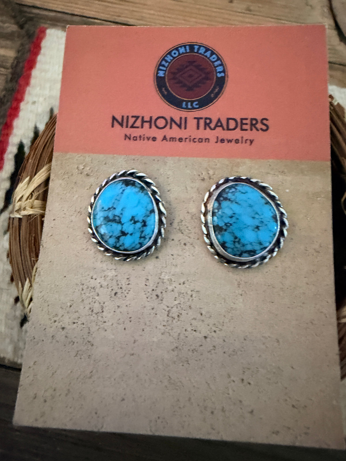 Handcrafted Turquoise & Sterling Silver Post Earrings