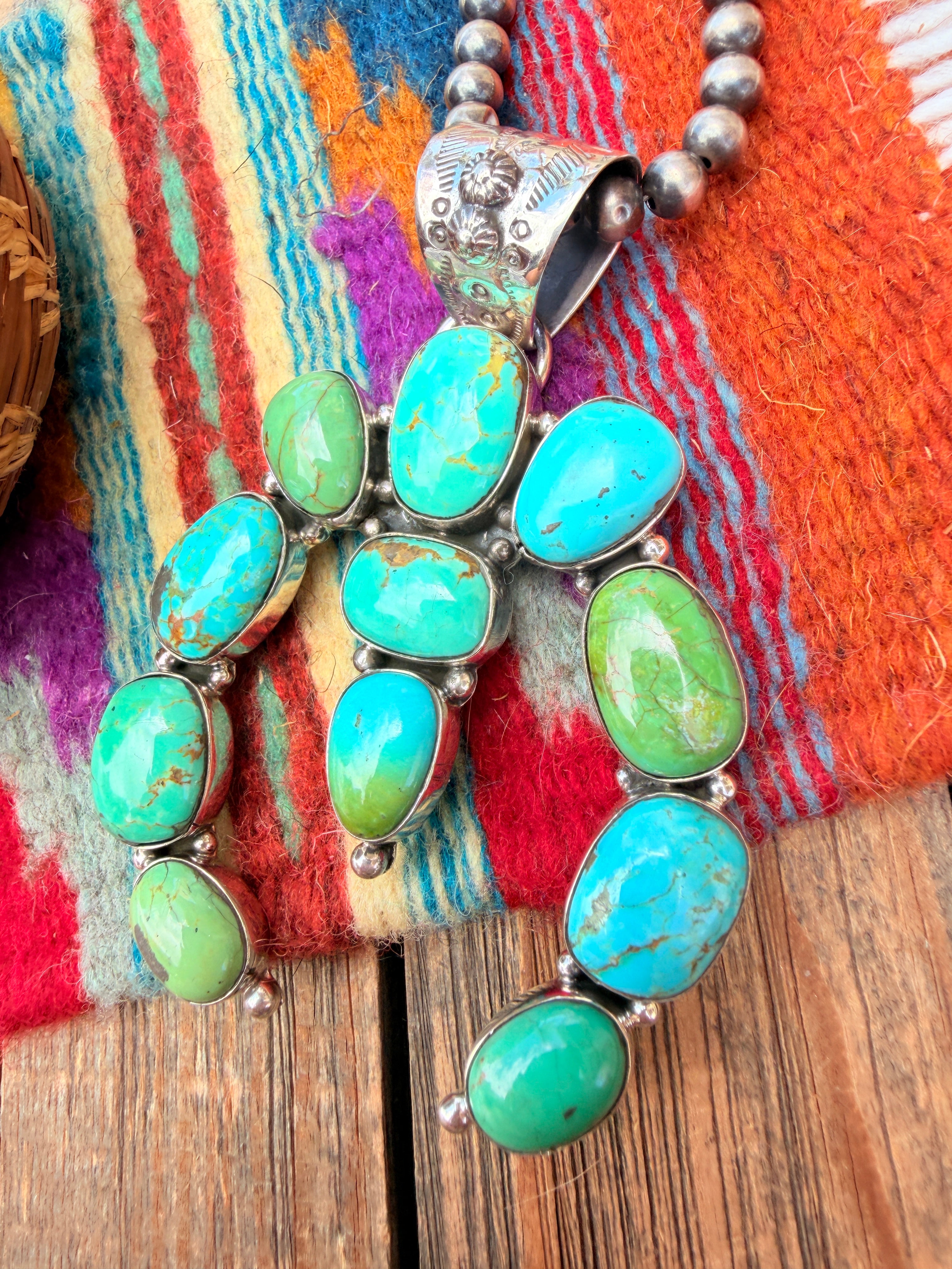 Handmade Sterling Silver Turquoie Naja Pendant By Dan Dodson larger style