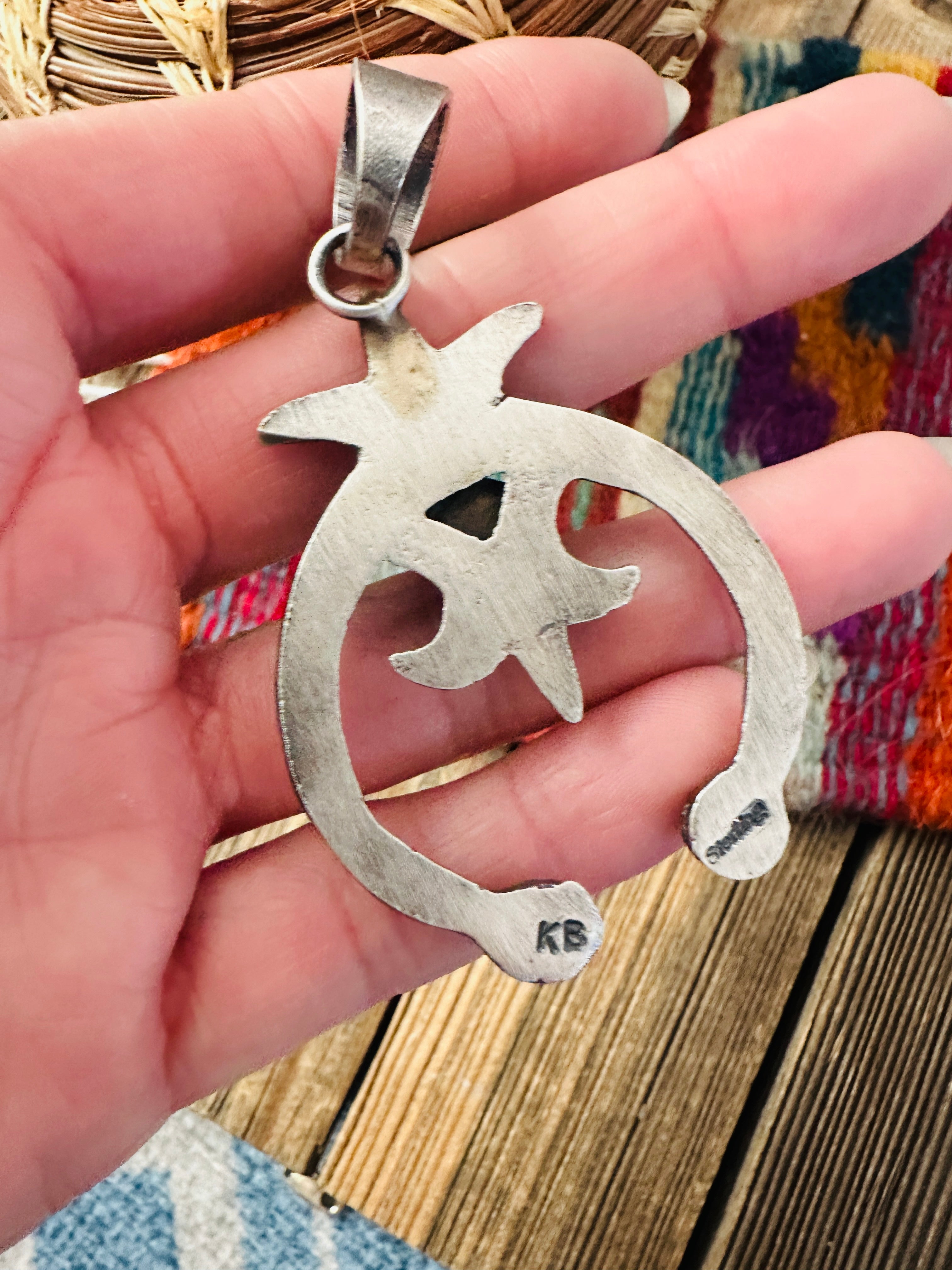 Handcrafted Sterling Silver & Kingman Turquoise Naja Pendant by Kevin Billah