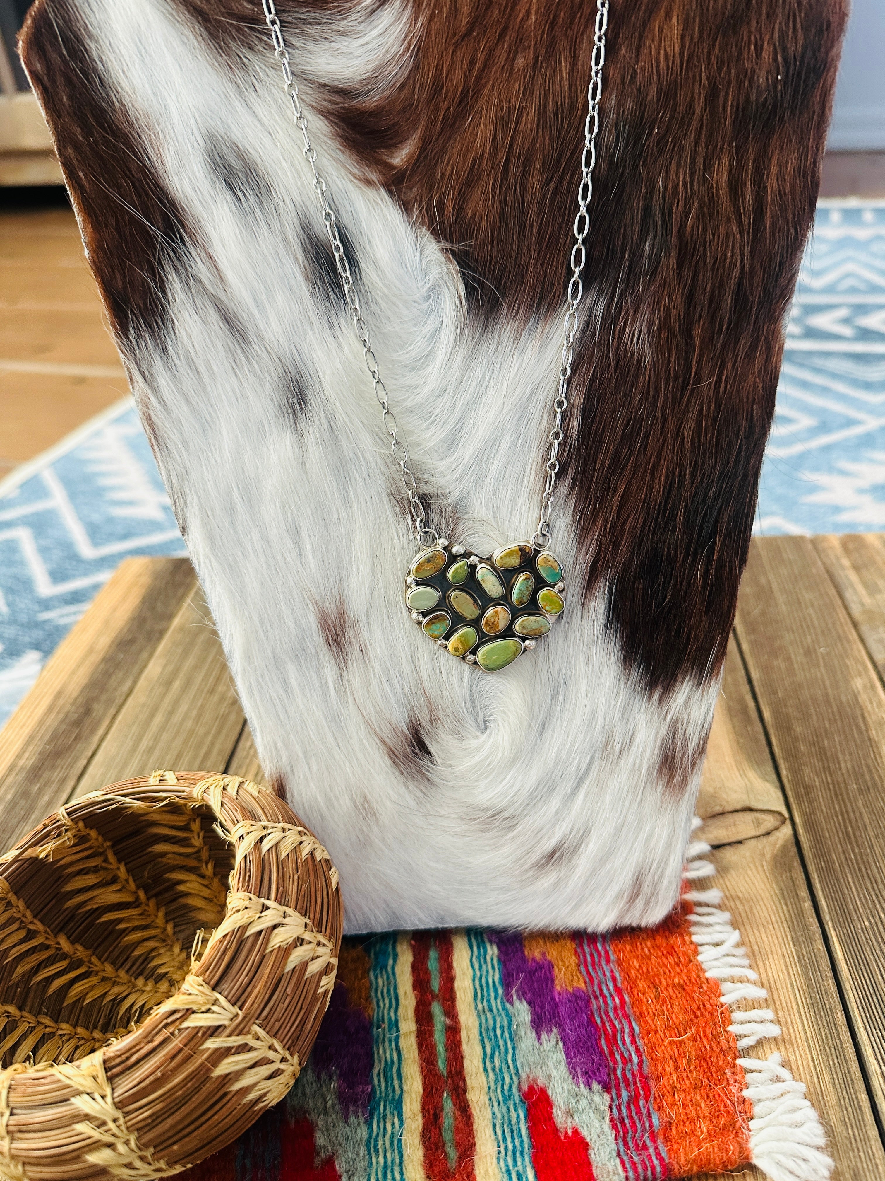 Handcrafted Turquoise & Sterling Silver Heart Necklace by Jacqueline Silver